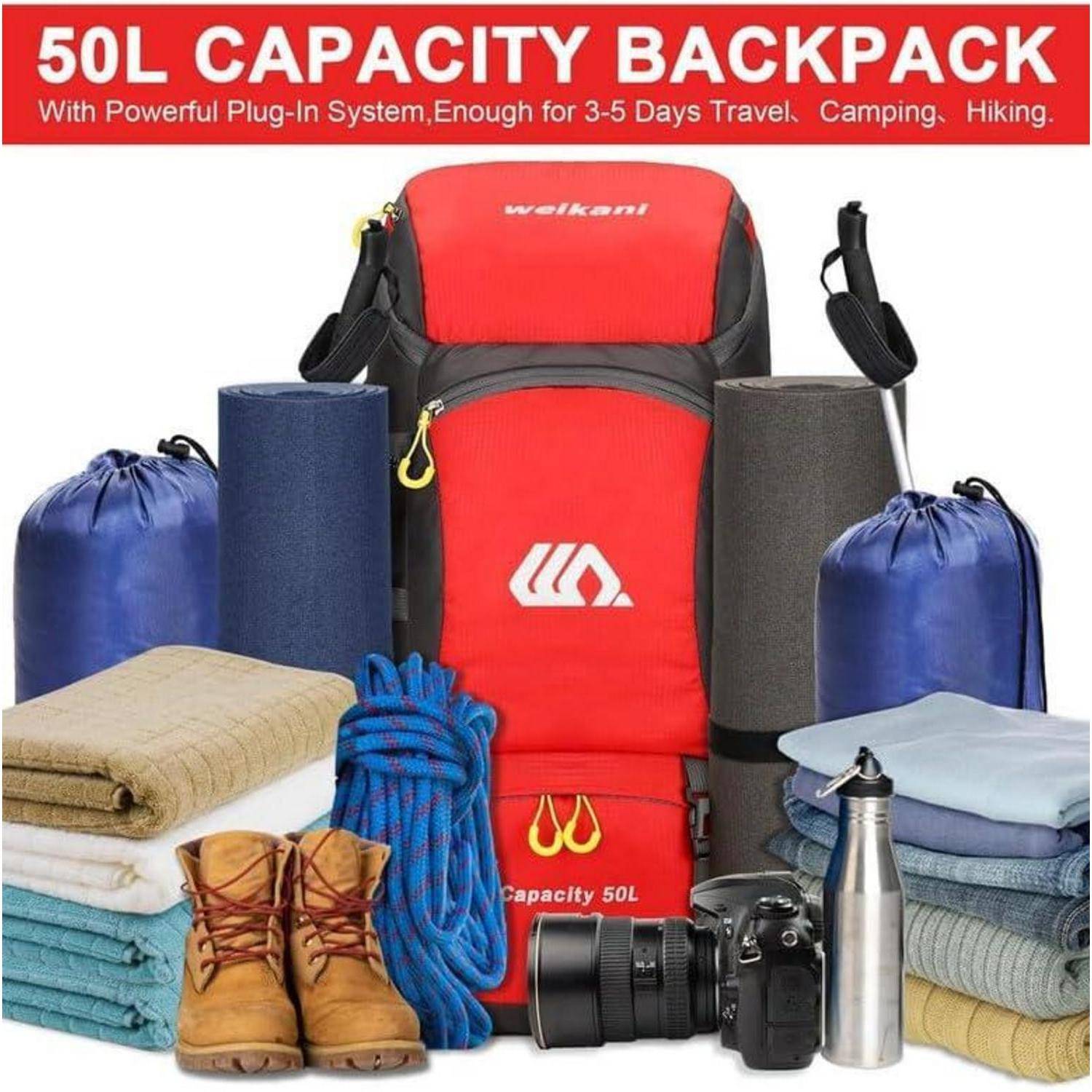 Wanderrucksack 50L Trekkingrucksack Wasserdichter Campingrucksack