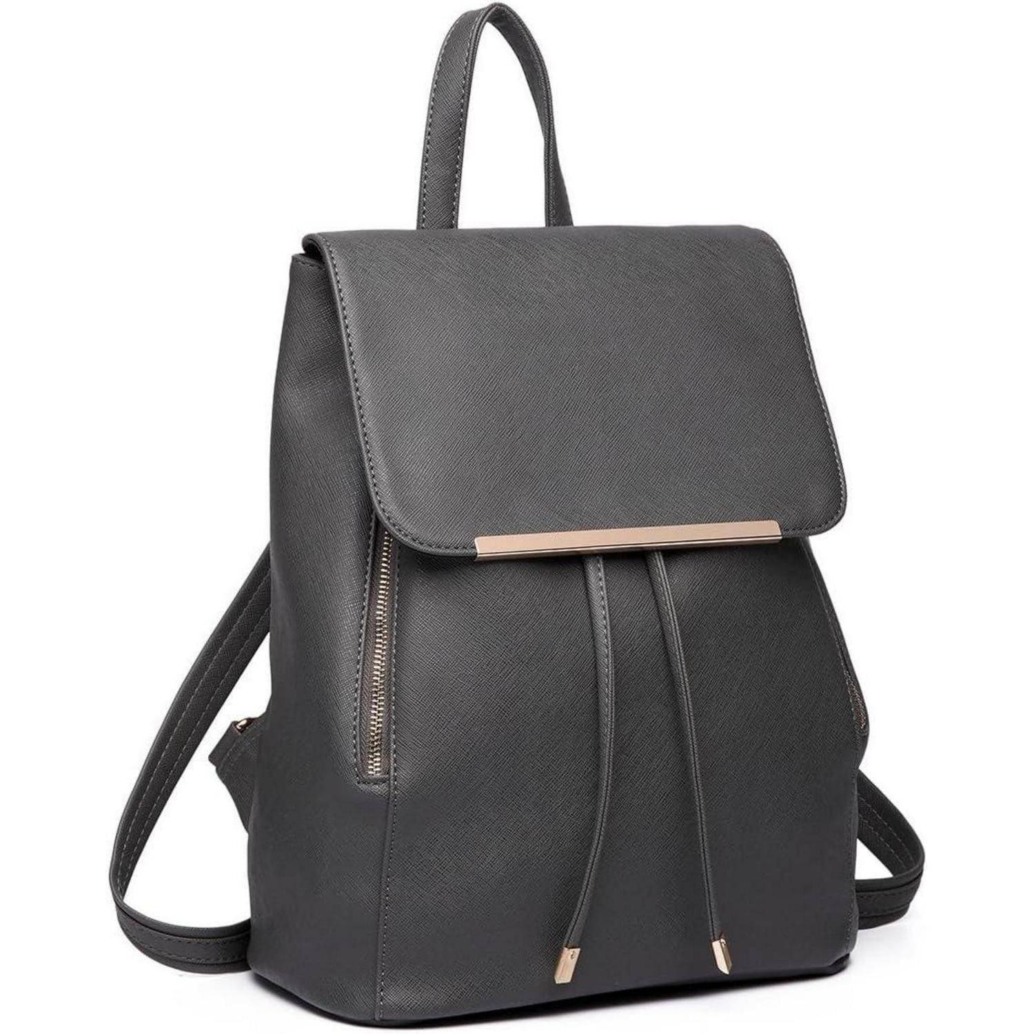 Damen Elegant Rolltop Rucksack Tunnelzugdesign Kunstleder Cityrucksack