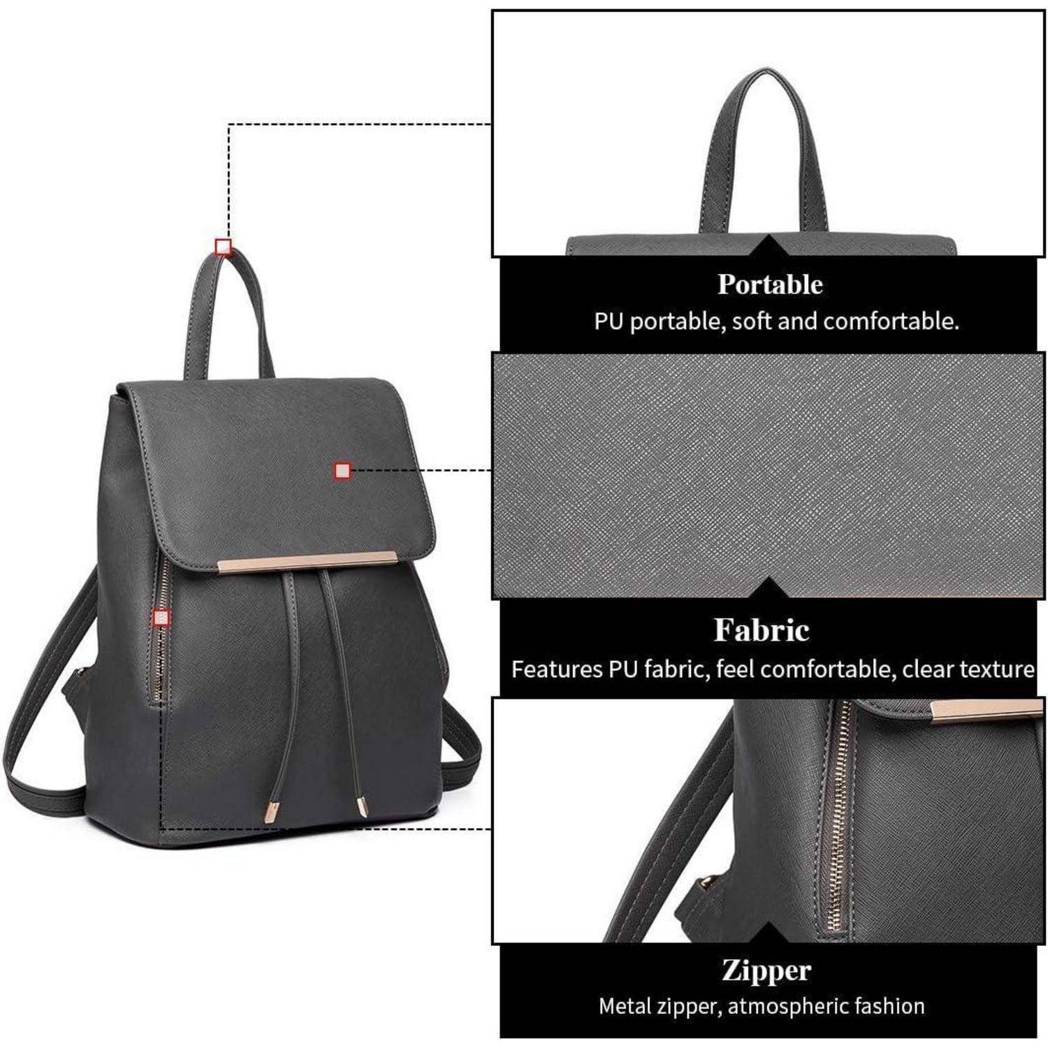 Damen Elegant Rolltop Rucksack Tunnelzugdesign Kunstleder Cityrucksack