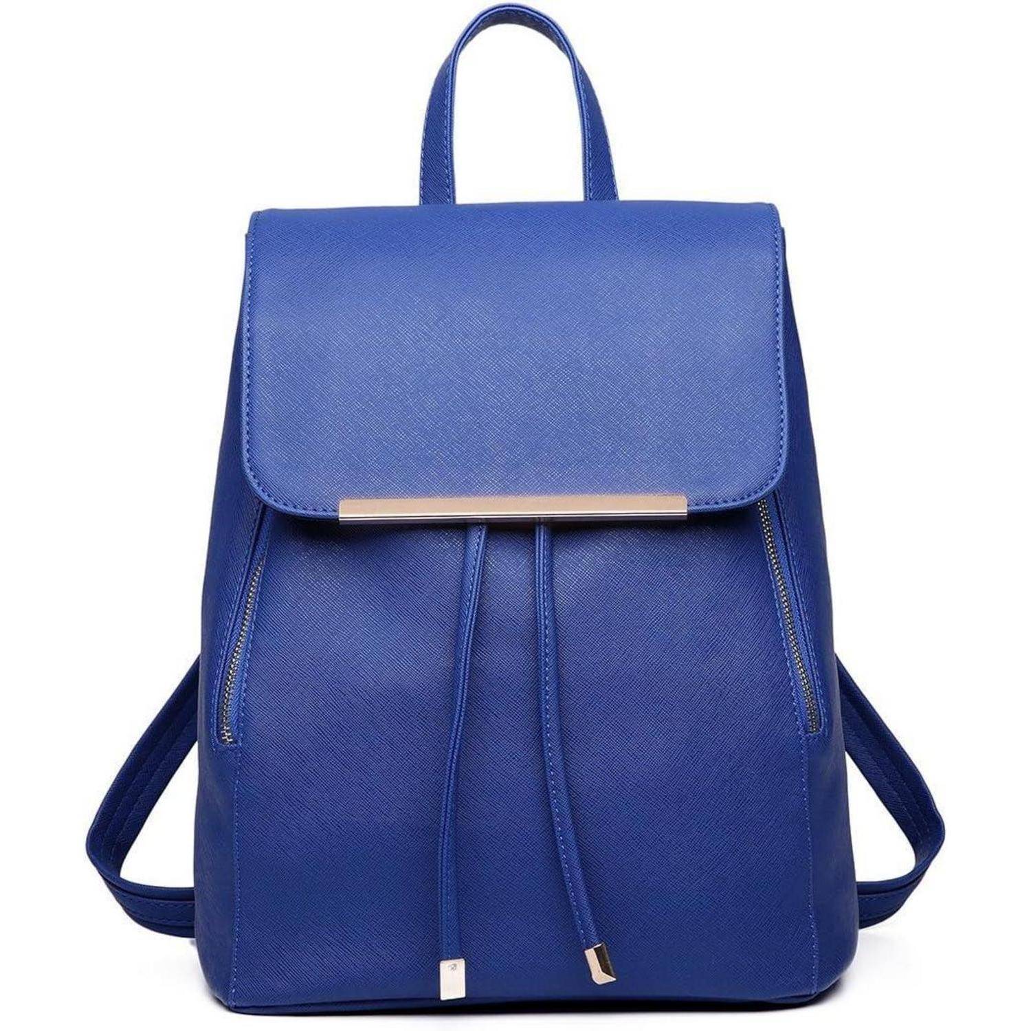 Damen Kunstleder Rolltop Rucksack Tunnelzug-Design