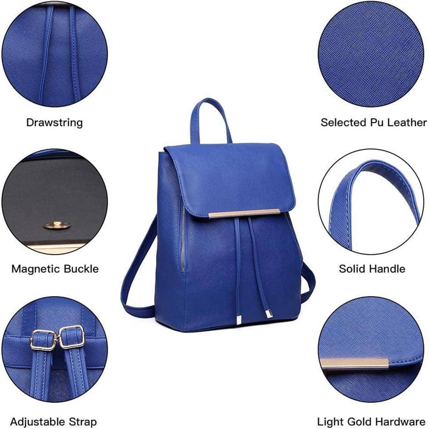 Damen Kunstleder Rolltop Rucksack Tunnelzug-Design