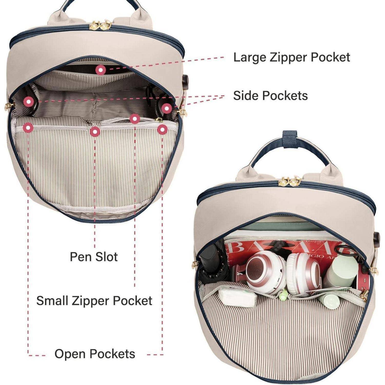 Laptop Rucksack Damen 15,6 Zoll Wasserdicht mit USB Anschluss und