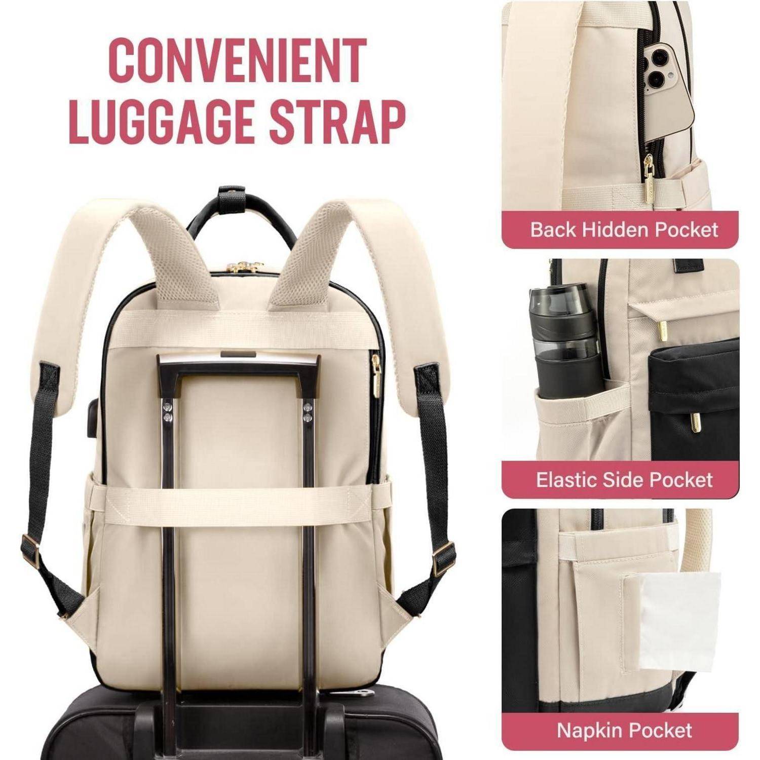 15,6 Zoll Laptop Rucksack Mädchen Wasserdicht USB Schwarz