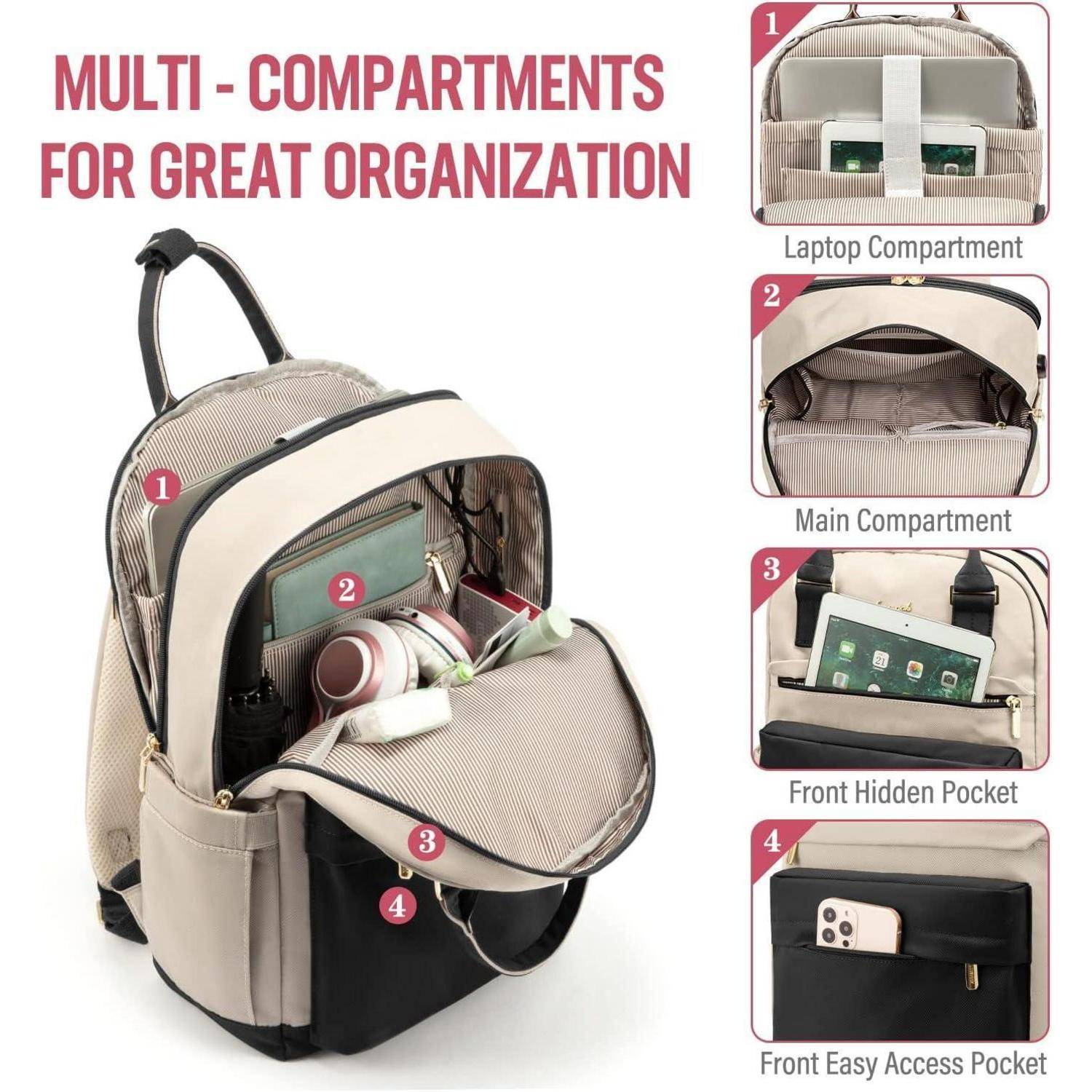 15,6 Zoll Laptop Rucksack Mädchen Wasserdicht USB Schwarz