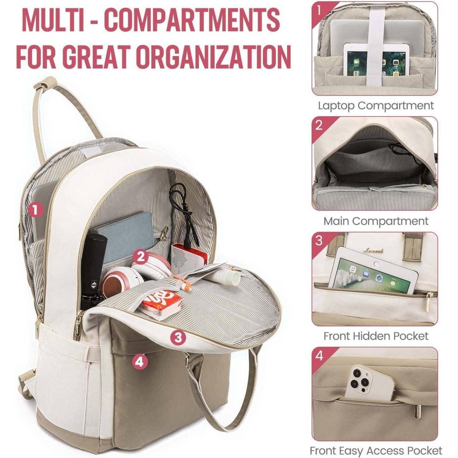 Rucksack Damen 17 Zoll Laptop Groß Schulrucksack Wasserdicht Uni Reise