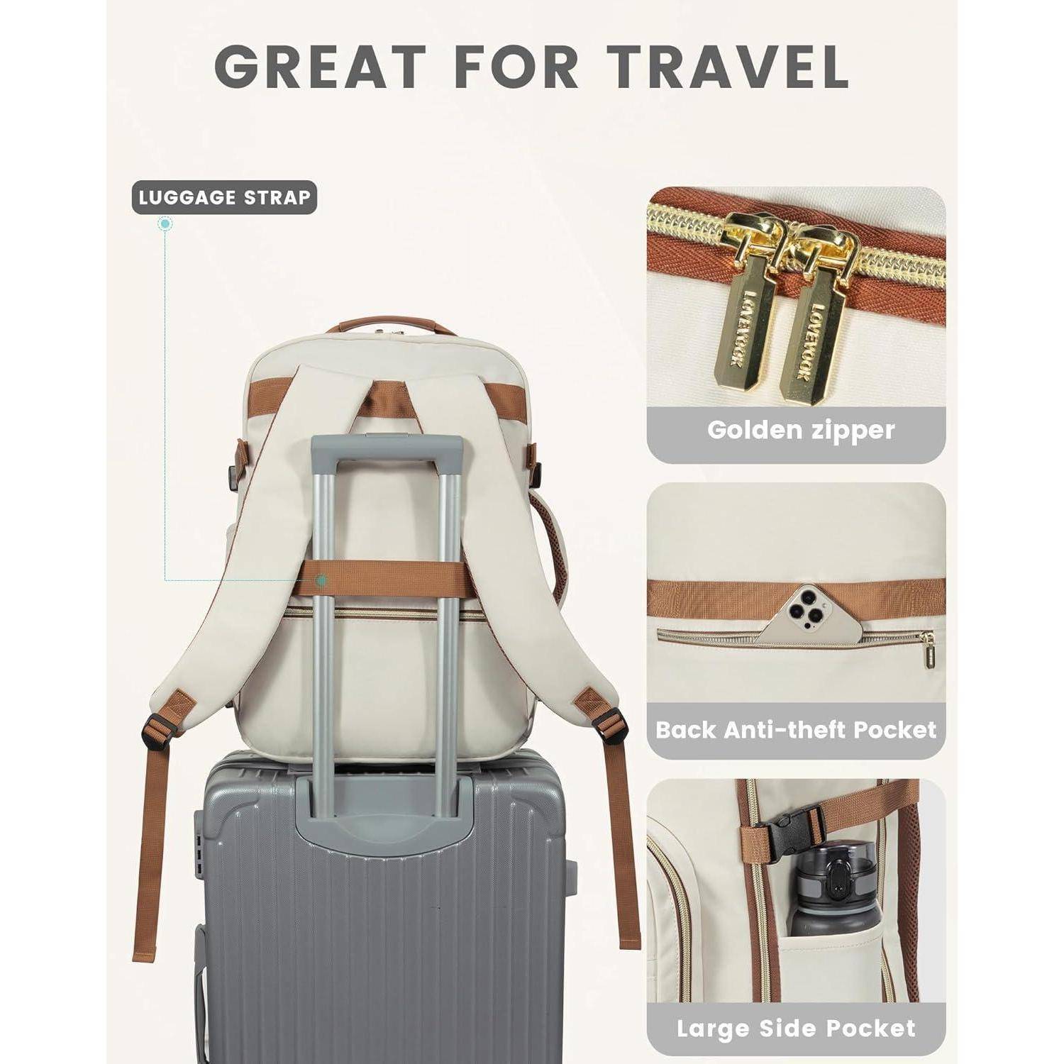 Handgepäck Rucksack 40L Damen Reiserucksack Laptop wasserdicht