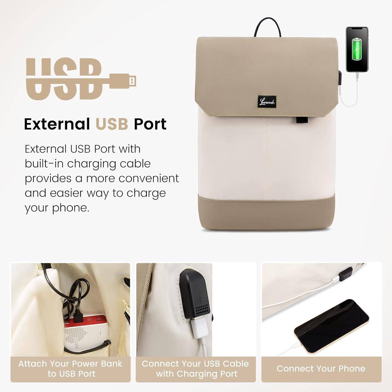 Schulrucksack Mädchen Teenager 15,6 Zoll USB Laptopfach