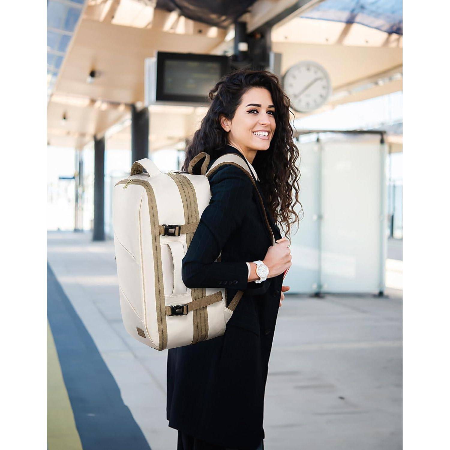 Rucksack Handgepäck Flugzeug 17 Zoll Laptop Travel Business Beige