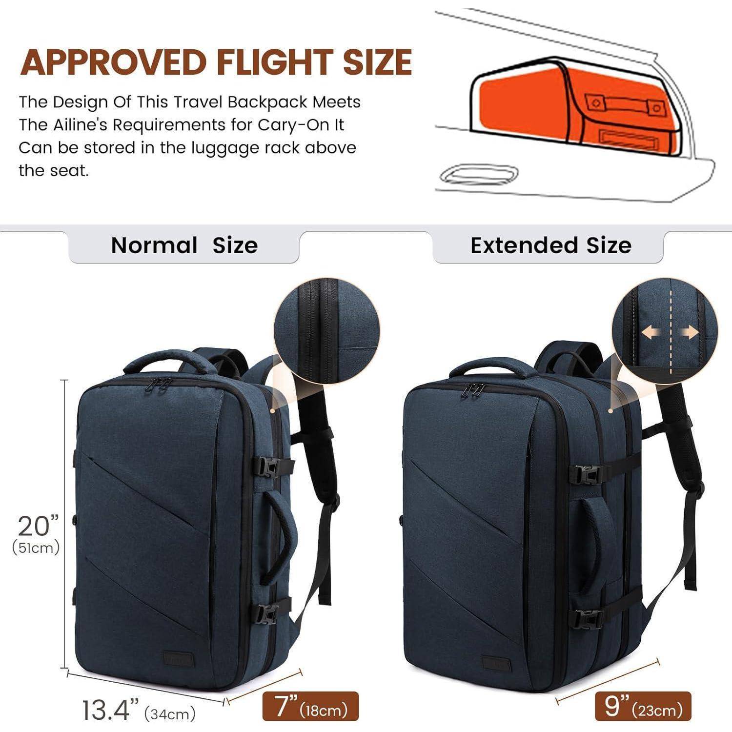 Rucksack Handgepäck Reiserucksack 30-40L erweiterbar für Herren Damen