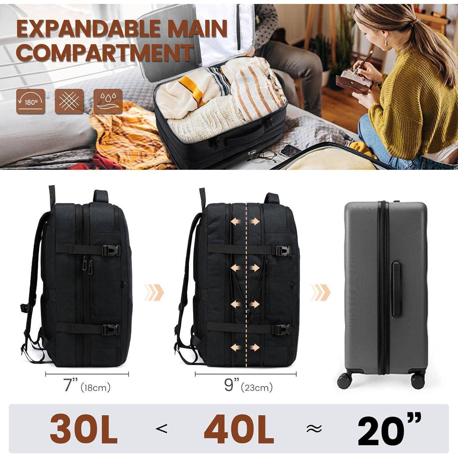 Rucksack Handgepäck Business Herren Damen 17 Zoll Laptop Schwarz