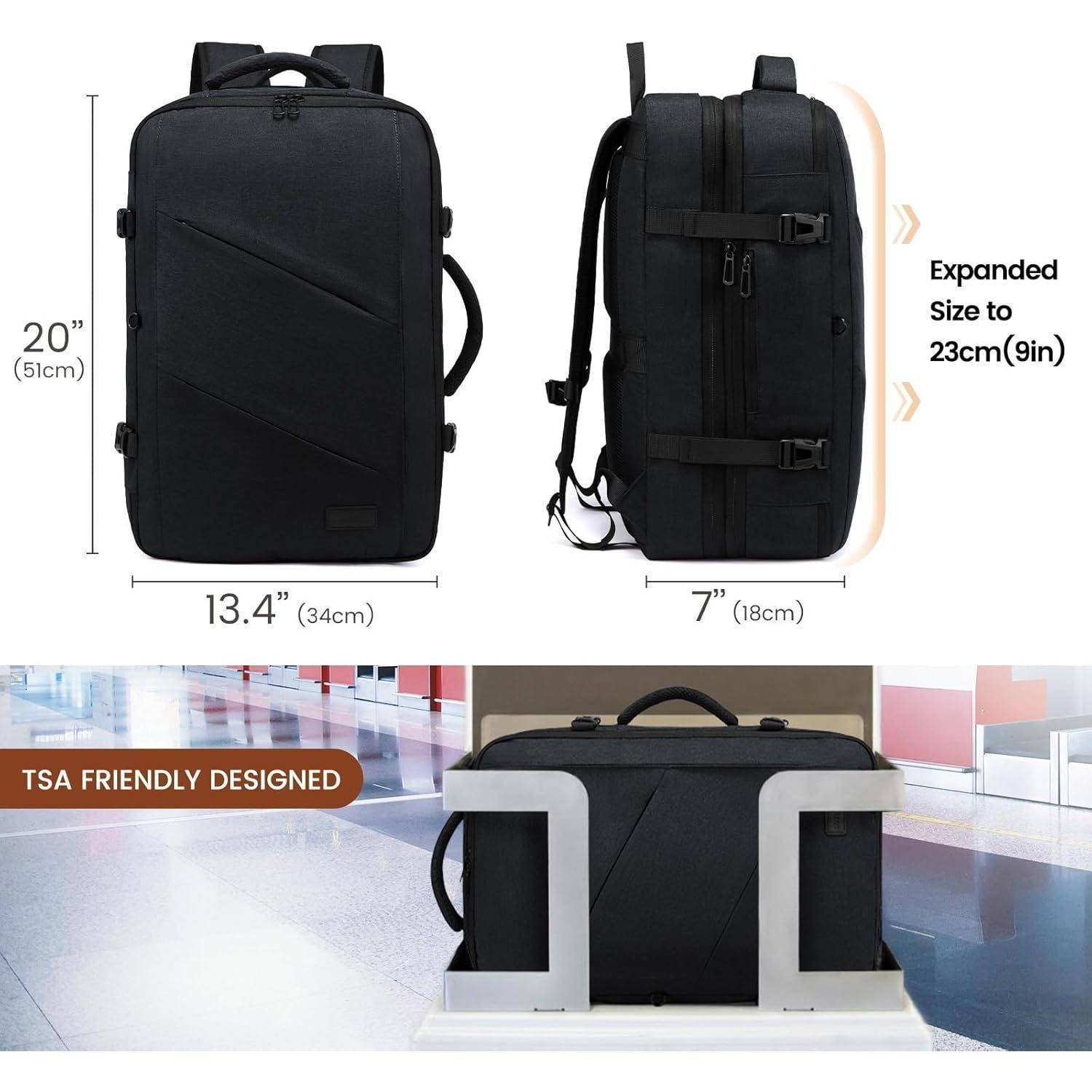 Rucksack Handgepäck Business Herren Damen 17 Zoll Laptop Schwarz