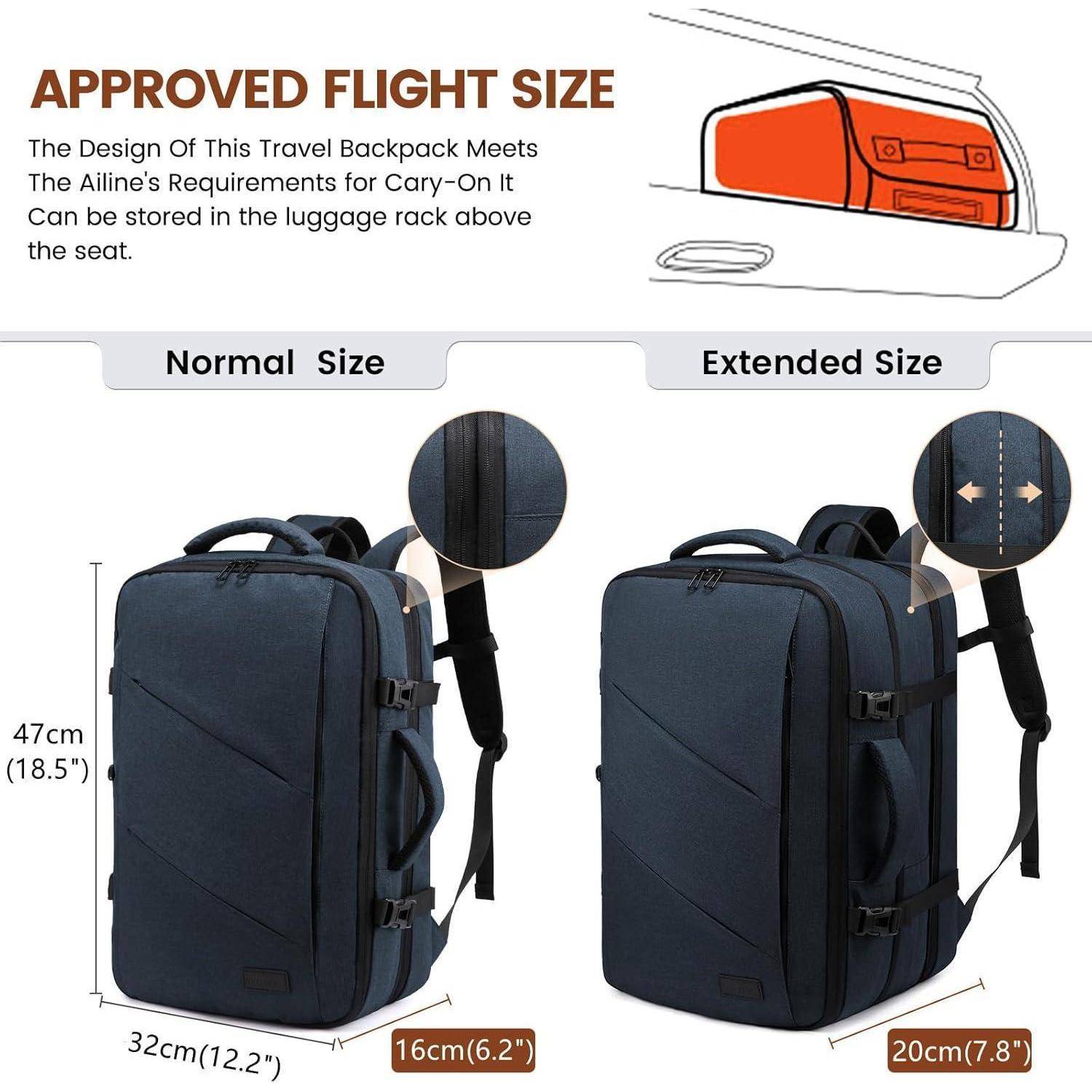 Handgepäck Rucksack für Herren Damen, Business Laptop 15,6 Zoll, Blau