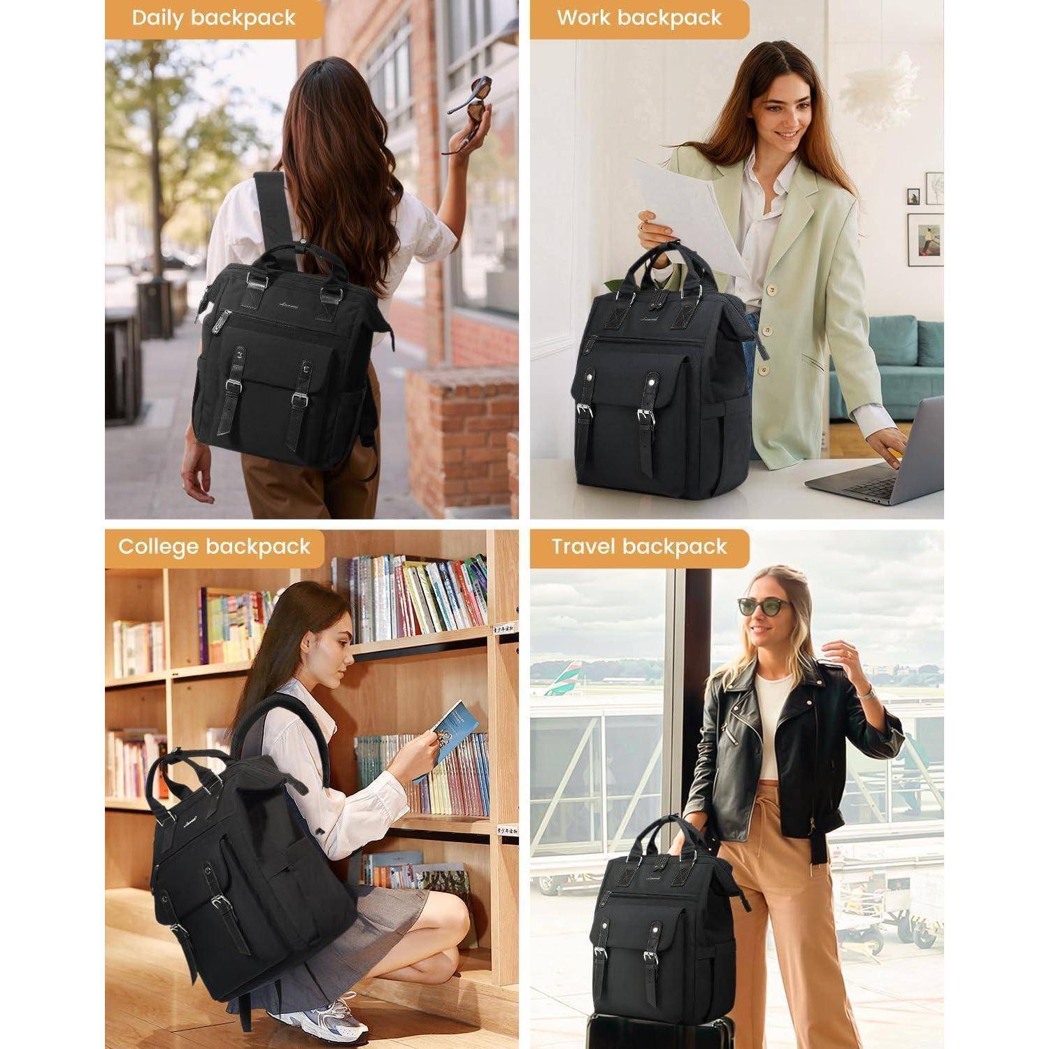 Wasserdichter Rucksack Damen Mädchen 15,6 Zoll Laptop Uni Business