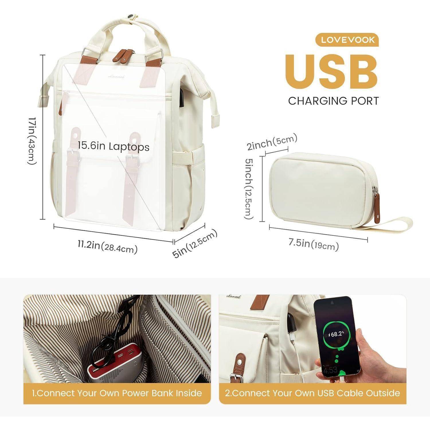 Rucksack Damen Groß Laptop Schulrucksack Mädchen Teenager 15,6 Zoll