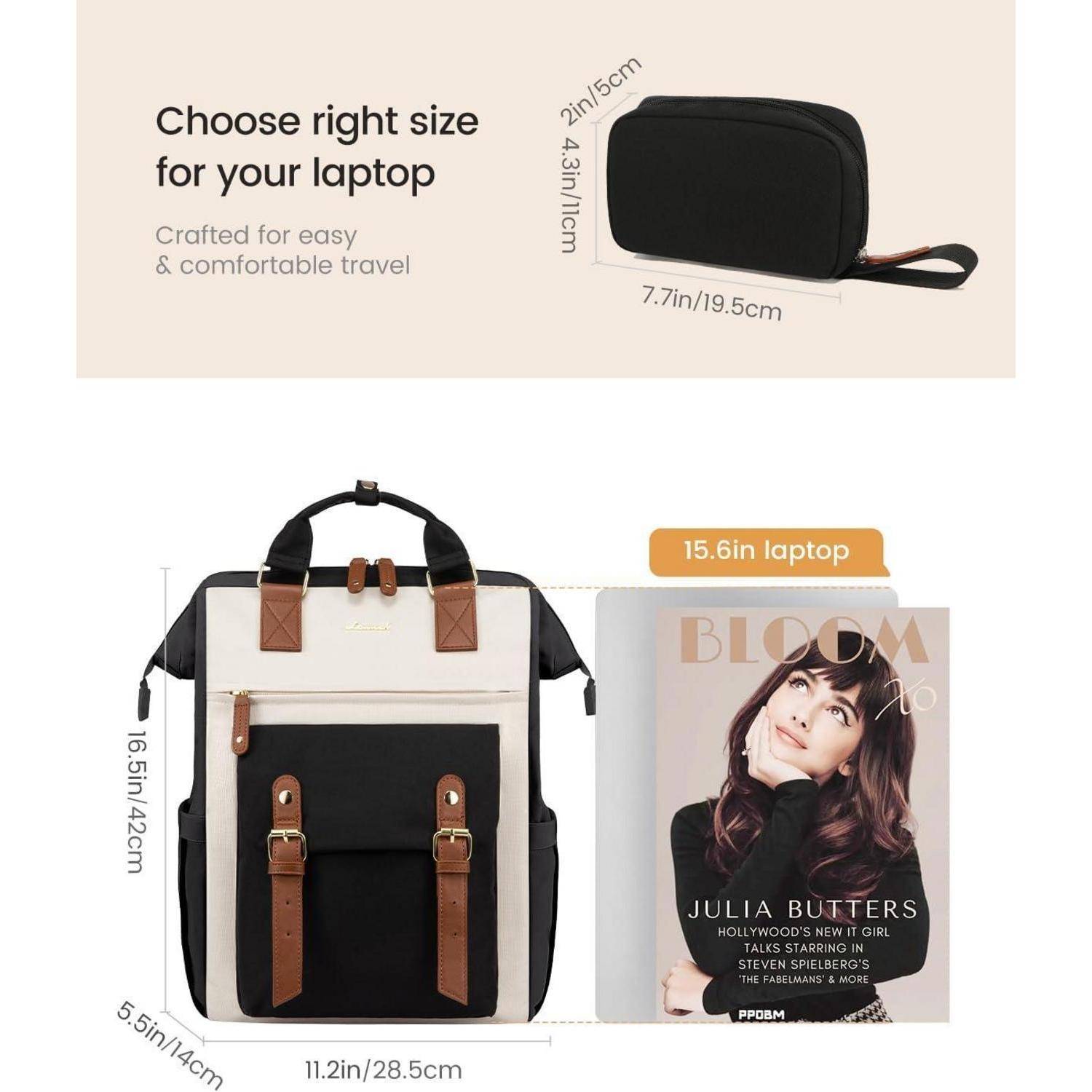 Rucksack Damen 15,6 Zoll Laptop Schulrucksack Wasserdicht Groß Mädchen