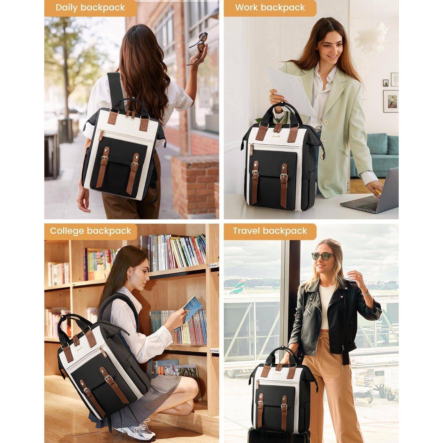 Rucksack Damen 15,6 Zoll Laptop Schulrucksack Wasserdicht Groß Mädchen