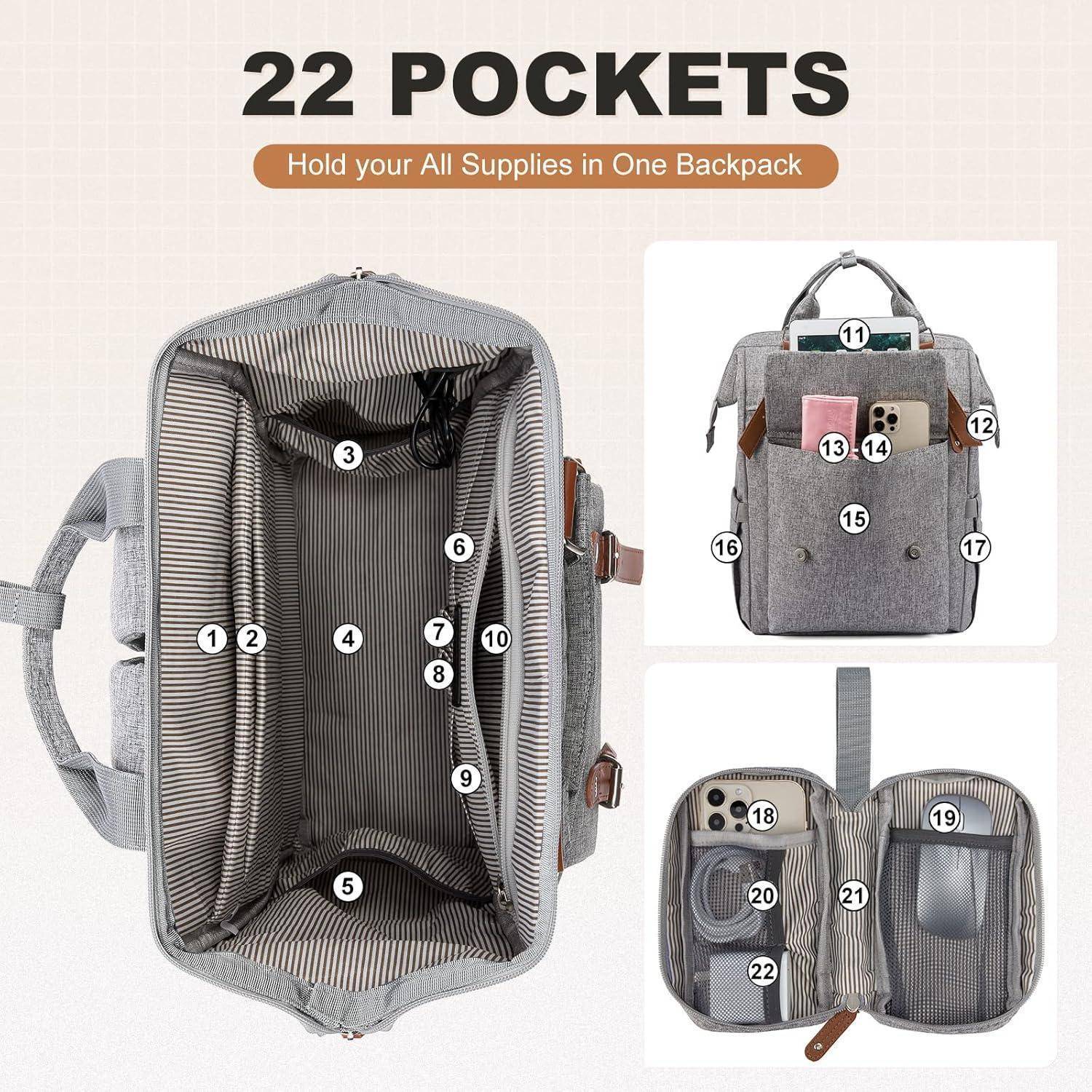 Rucksack Damen Groß 17 Zoll Laptoptasche Schulrucksack Mädchen