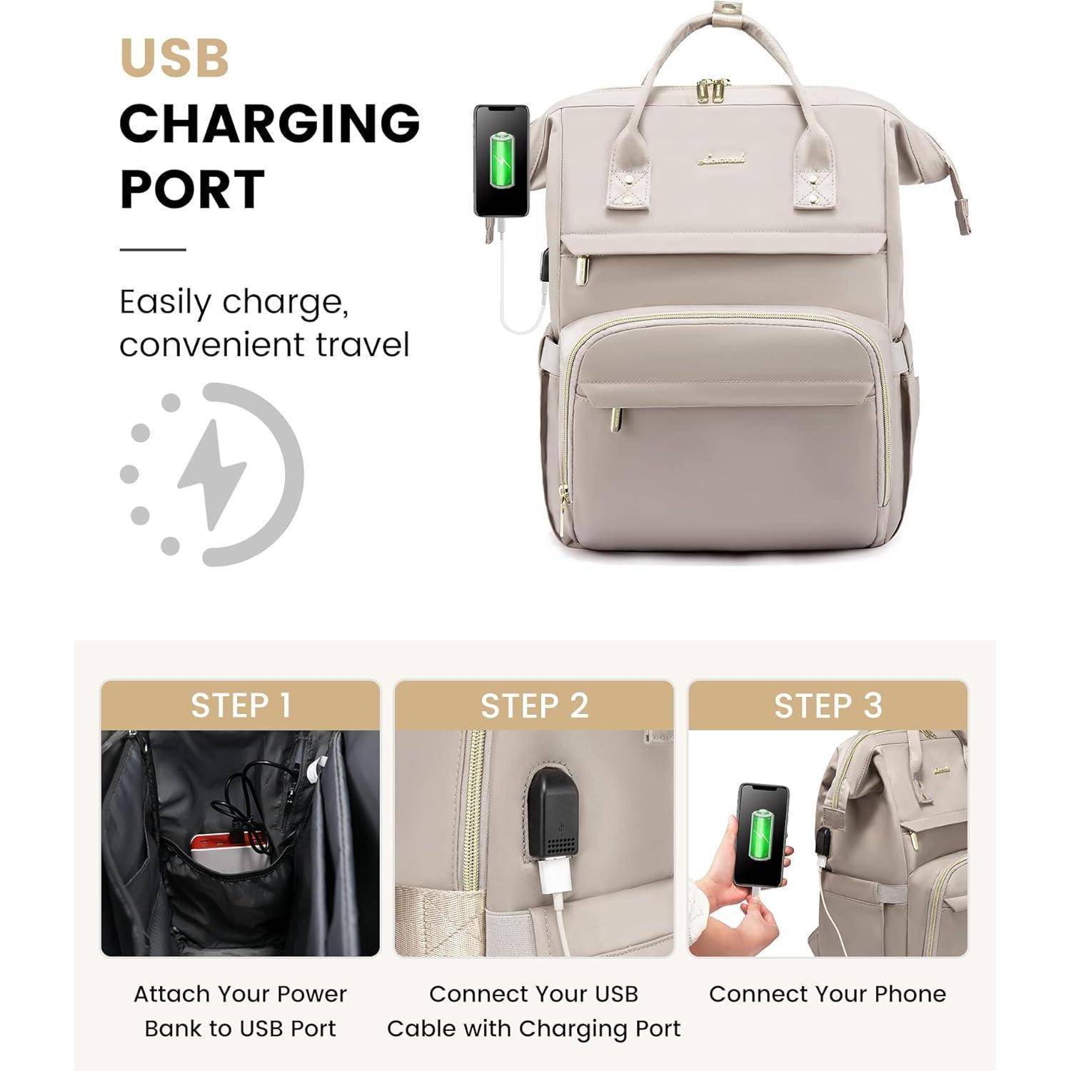 Damen Rucksack Wasserdicht Laptoprucksack 15,6 Zoll Groß Backpack