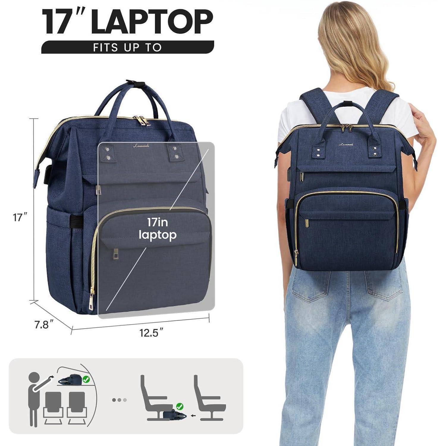 Zweiteilige Abbildung: Links ist ein blauer Rucksack mit Abmessungen von 12,5