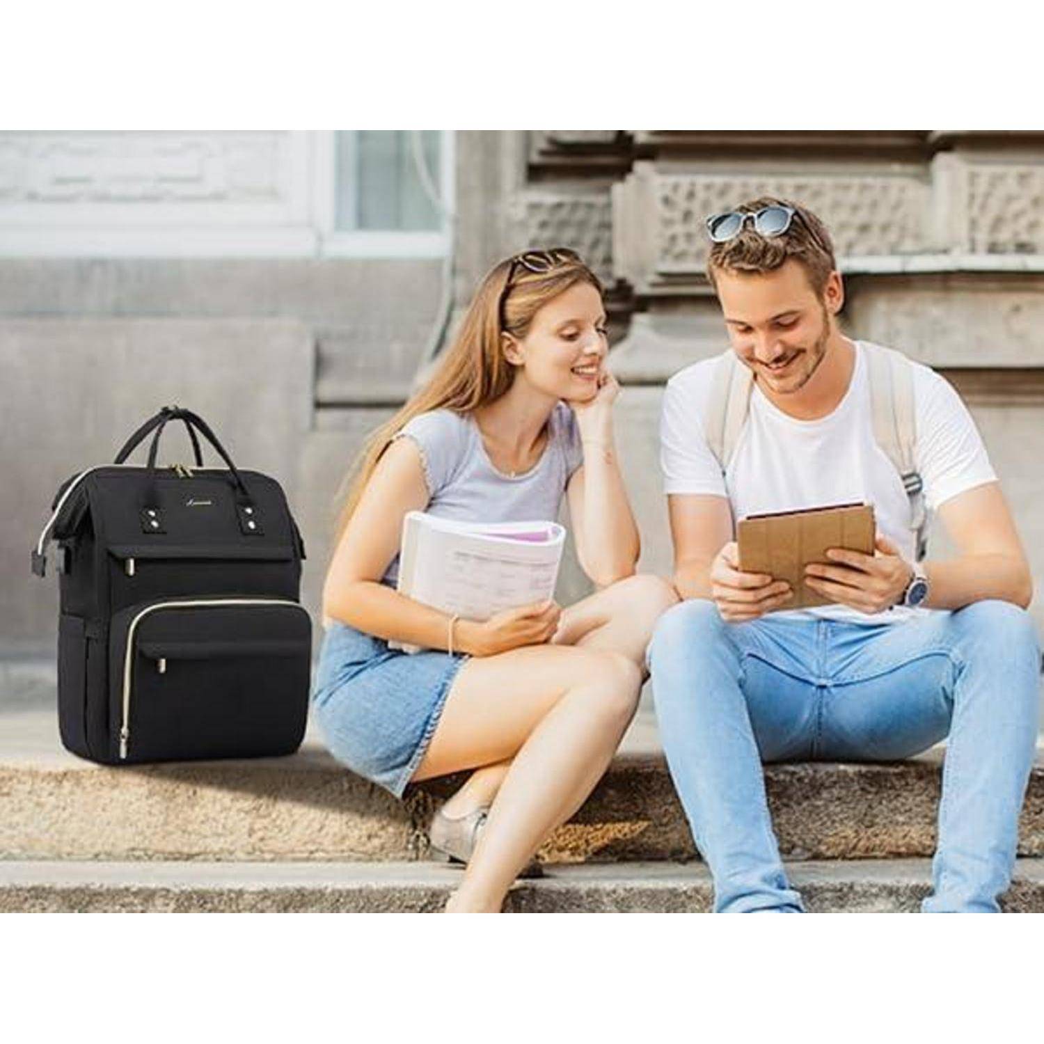 Damen Rucksack Wasserdicht Groß Laptoprucksack 17 Zoll Schwarz