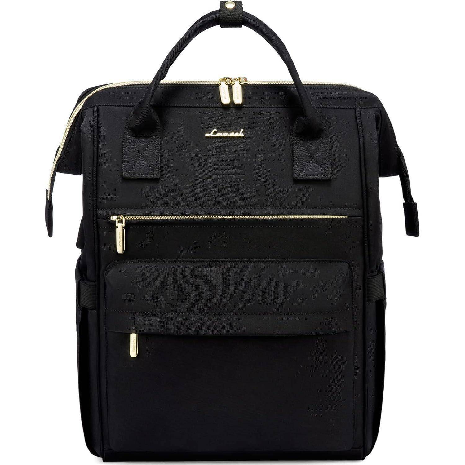 Damen Rucksack 15,6 Zoll Laptop USB Ladeanschluss Schwarz