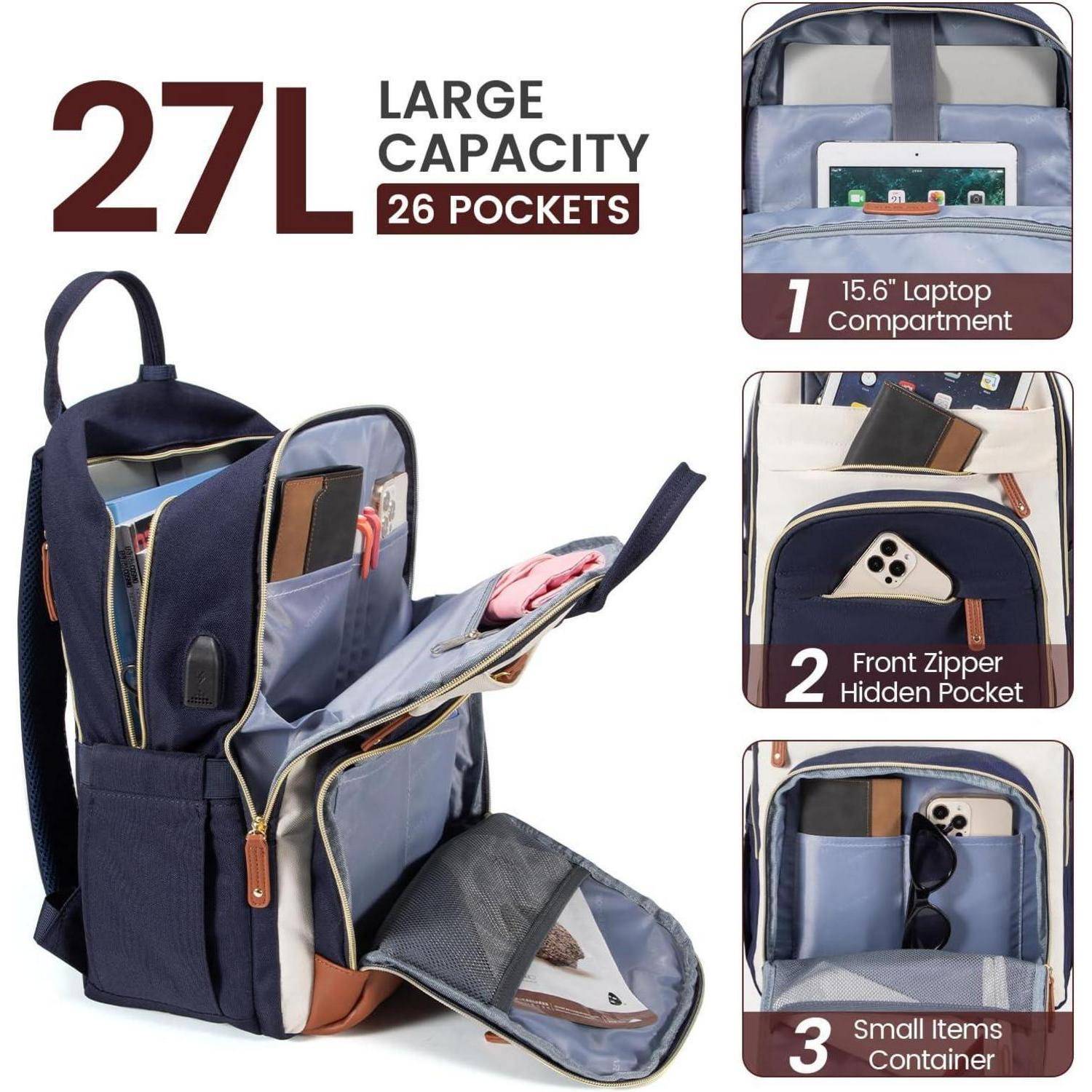Damen Laptop Rucksack 15.6 Zoll Schulrucksack Mädchen Teenager