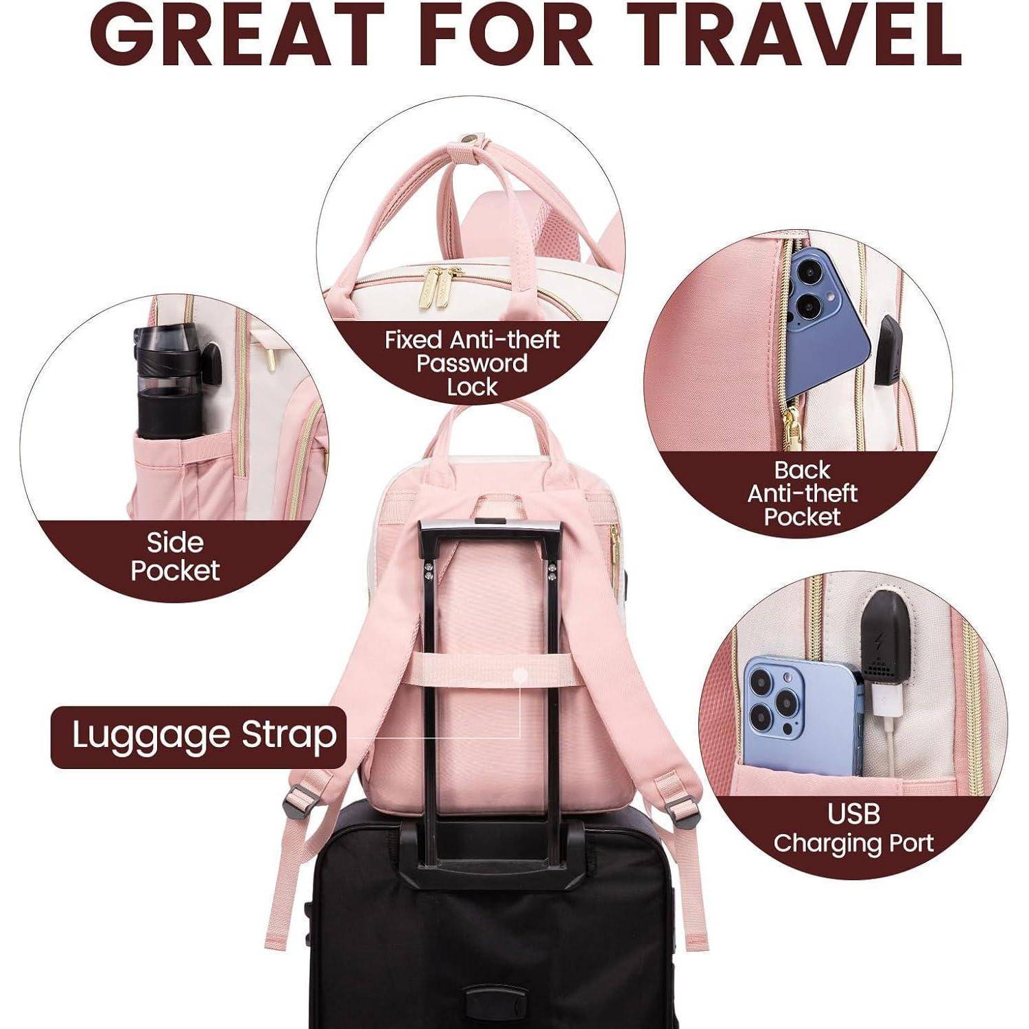 Damen Laptop Rucksack 15.6 Zoll Schulrucksack Wasserdicht