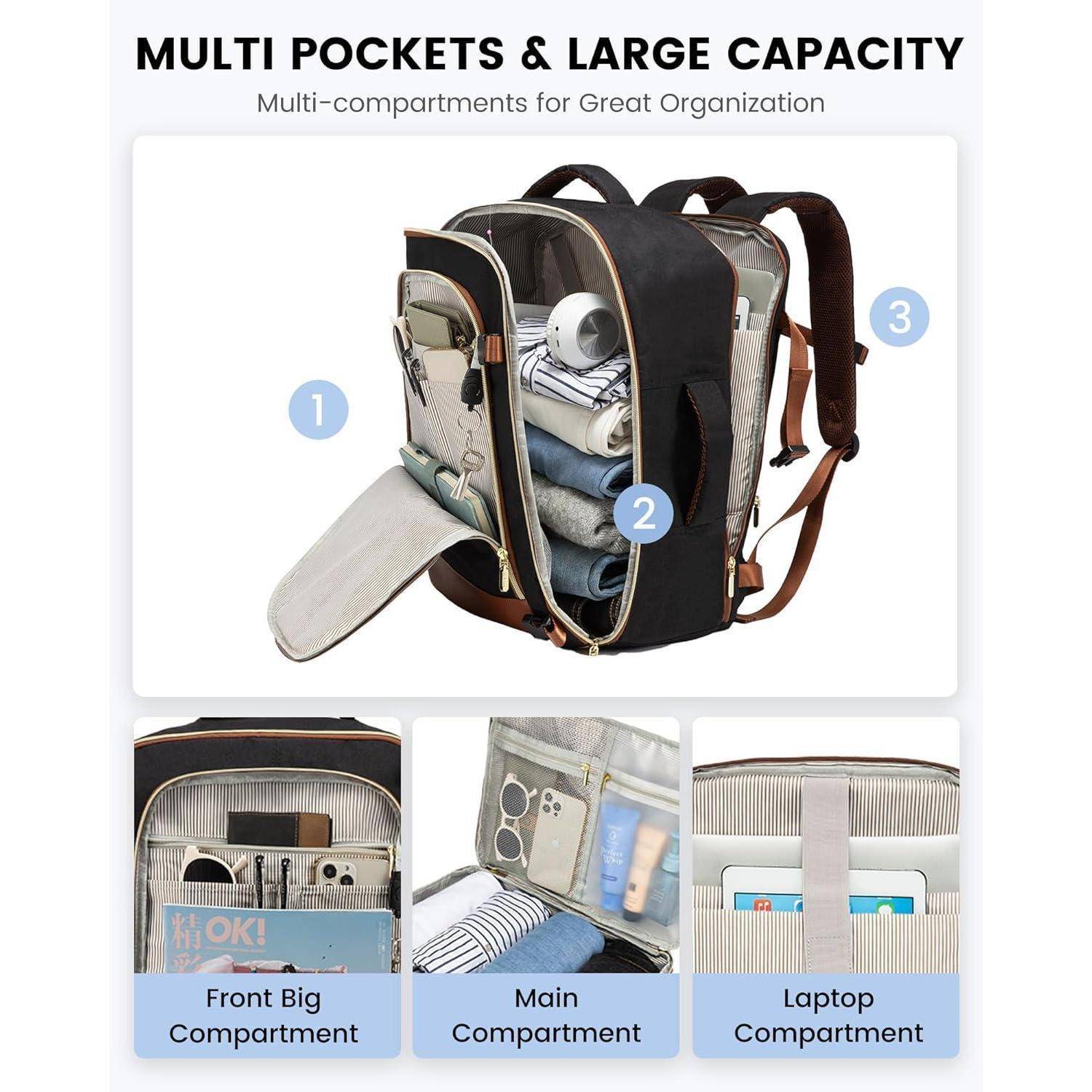 Rucksack Damen Groß Handgepäck Reiserucksack Wasserdicht Laptop Travel