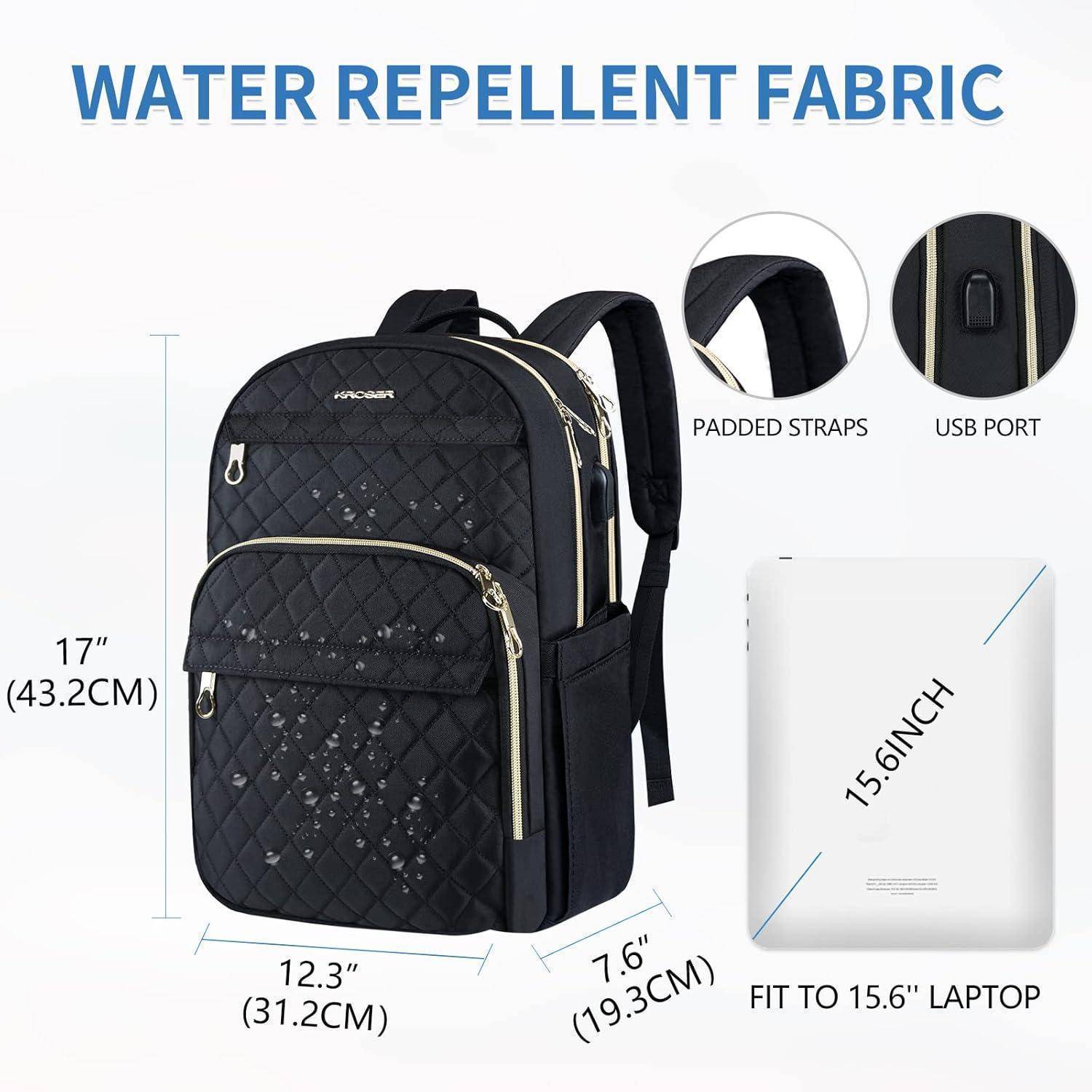 Rucksack Damen 15,6 Zoll Schulrucksack USB-Ladeanschluss wasserdicht