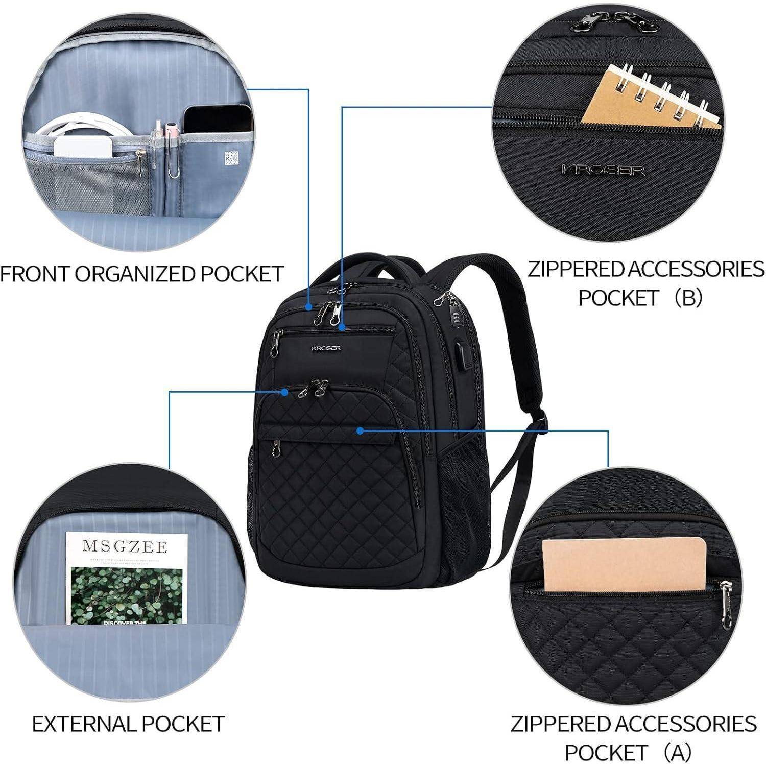 Rucksack 17,3'' Business Groß Wasserdicht USB RFID-Taschen Herren