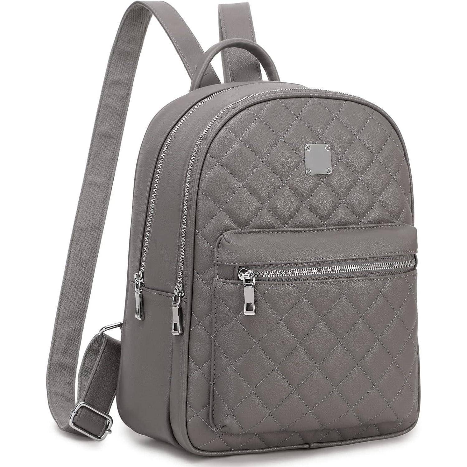 Damen Klein Leder Rucksack PU Elegant Daypack Mädchen Beige