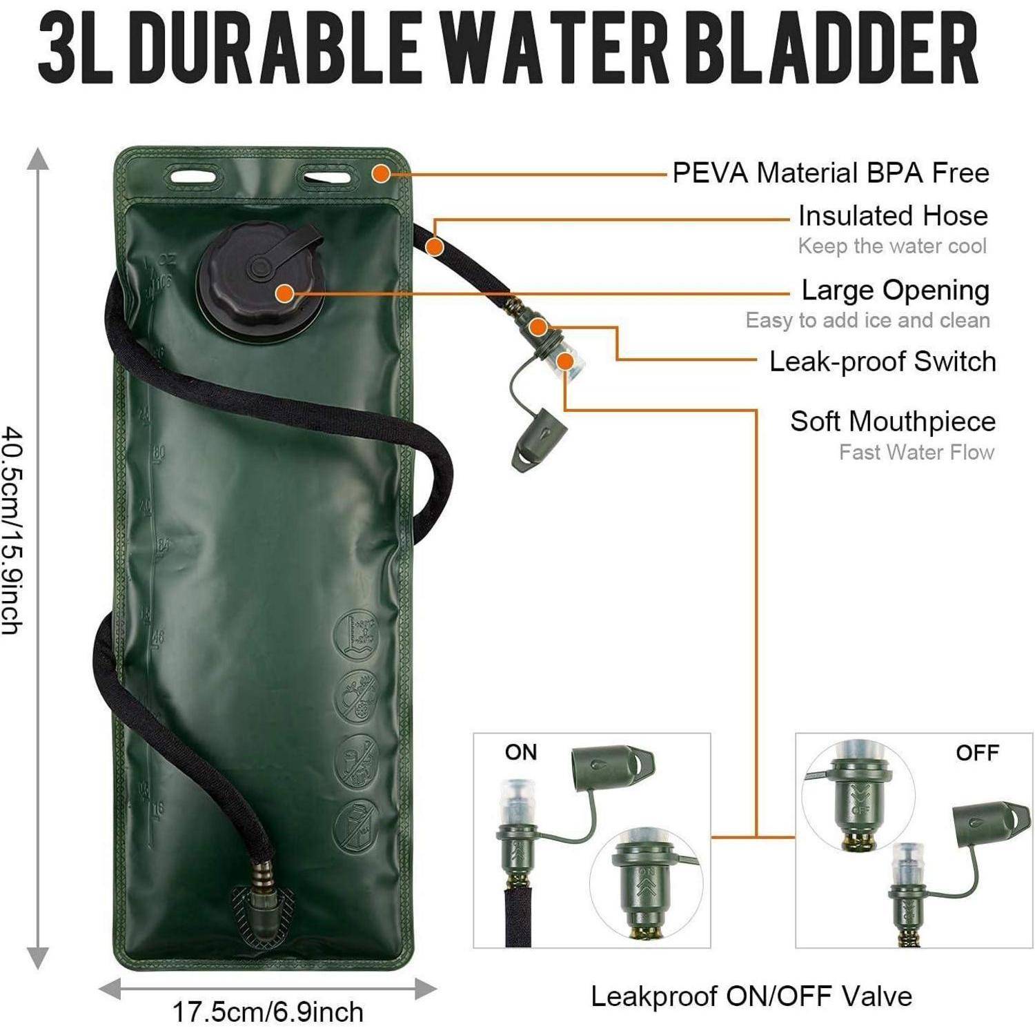 Trinkrucksack Hydrationpack 3L Wasserblase Radfahren Schwarz