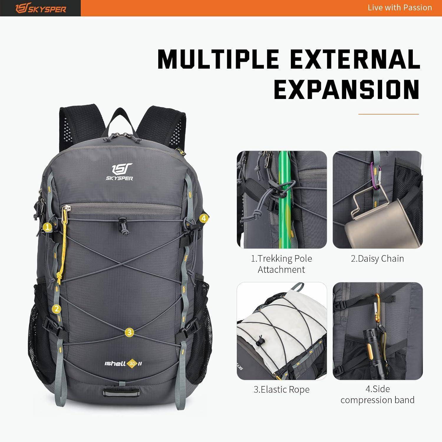 Rucksack 30L faltbar ultraleicht wasserfest Ishell30-dunkelgrau