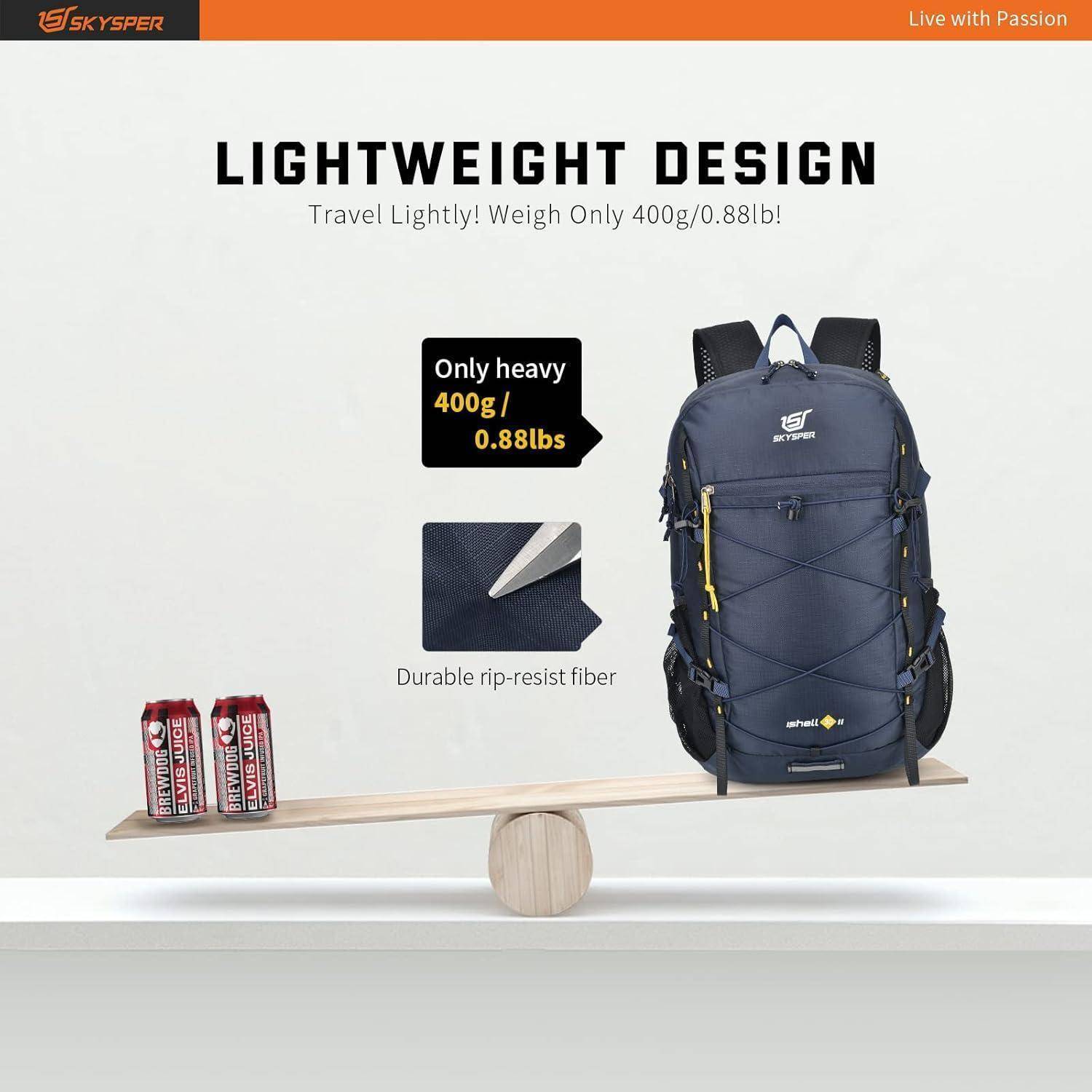 Rucksack 30L Faltbar Daypack Wasserfest Wandern Ishell30-marineblau