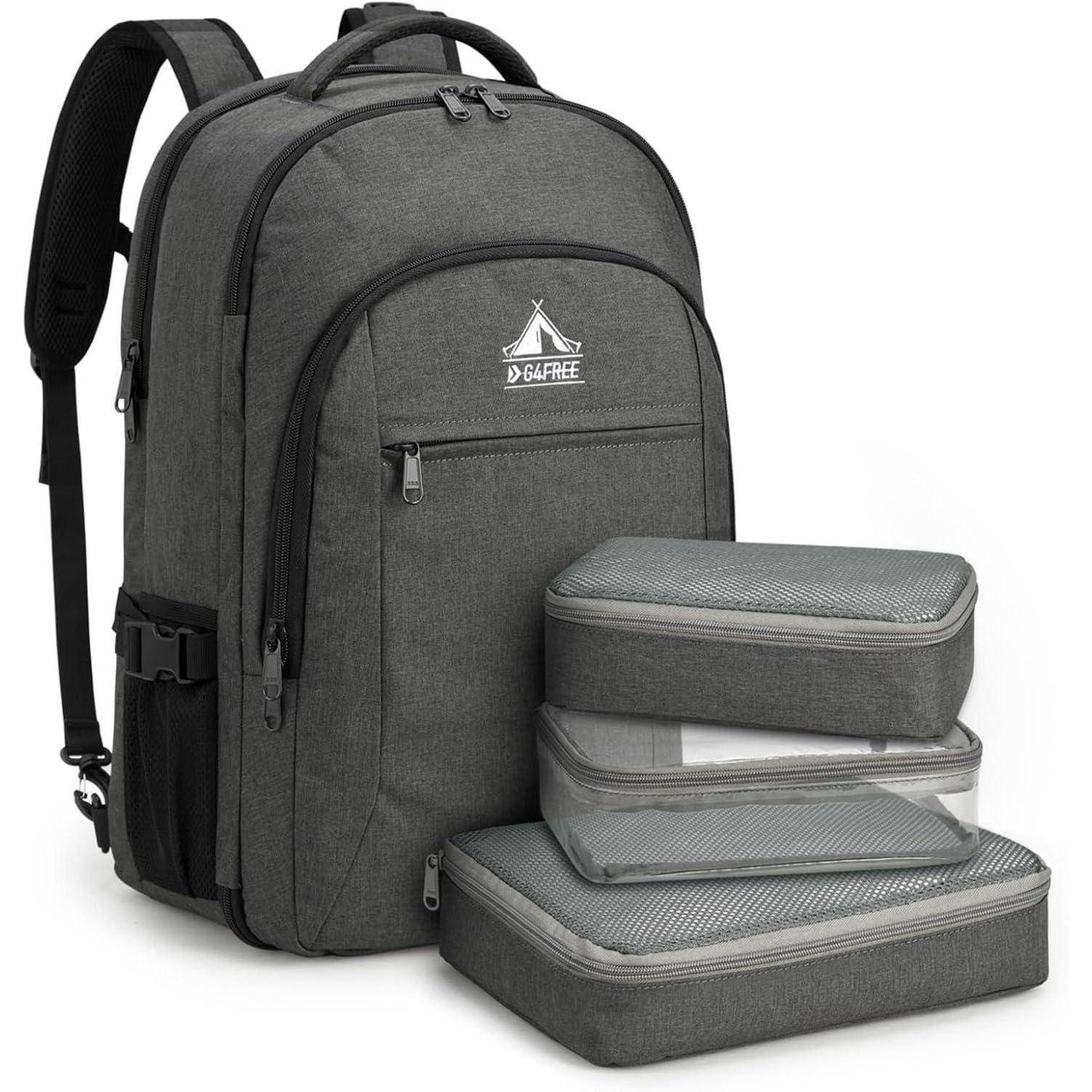 Reiserucksack 40L Laptoprucksack 17 Zoll Herren Packwürfel Grau