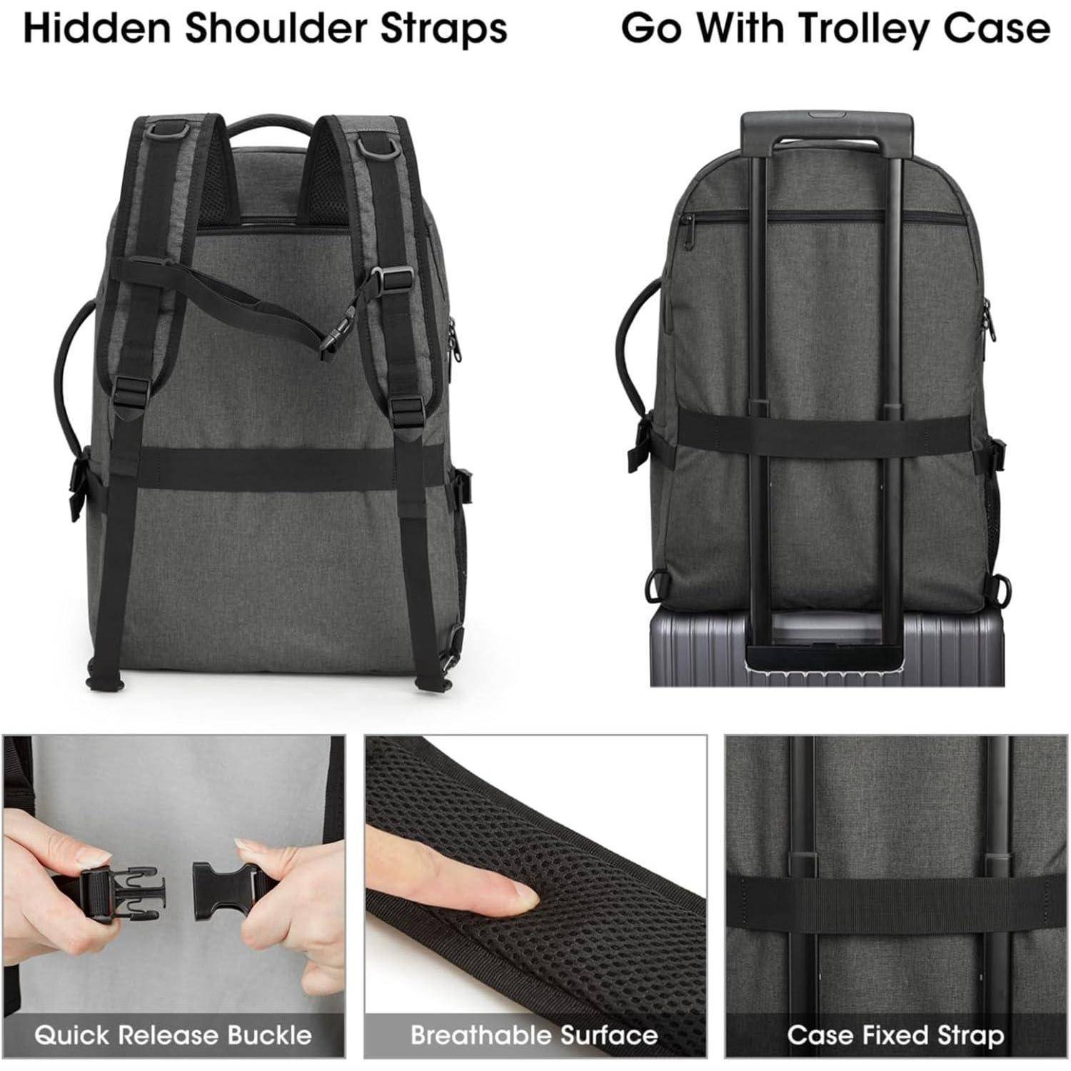 Reiserucksack 40L Laptoprucksack 17 Zoll Herren Packwürfel Grau