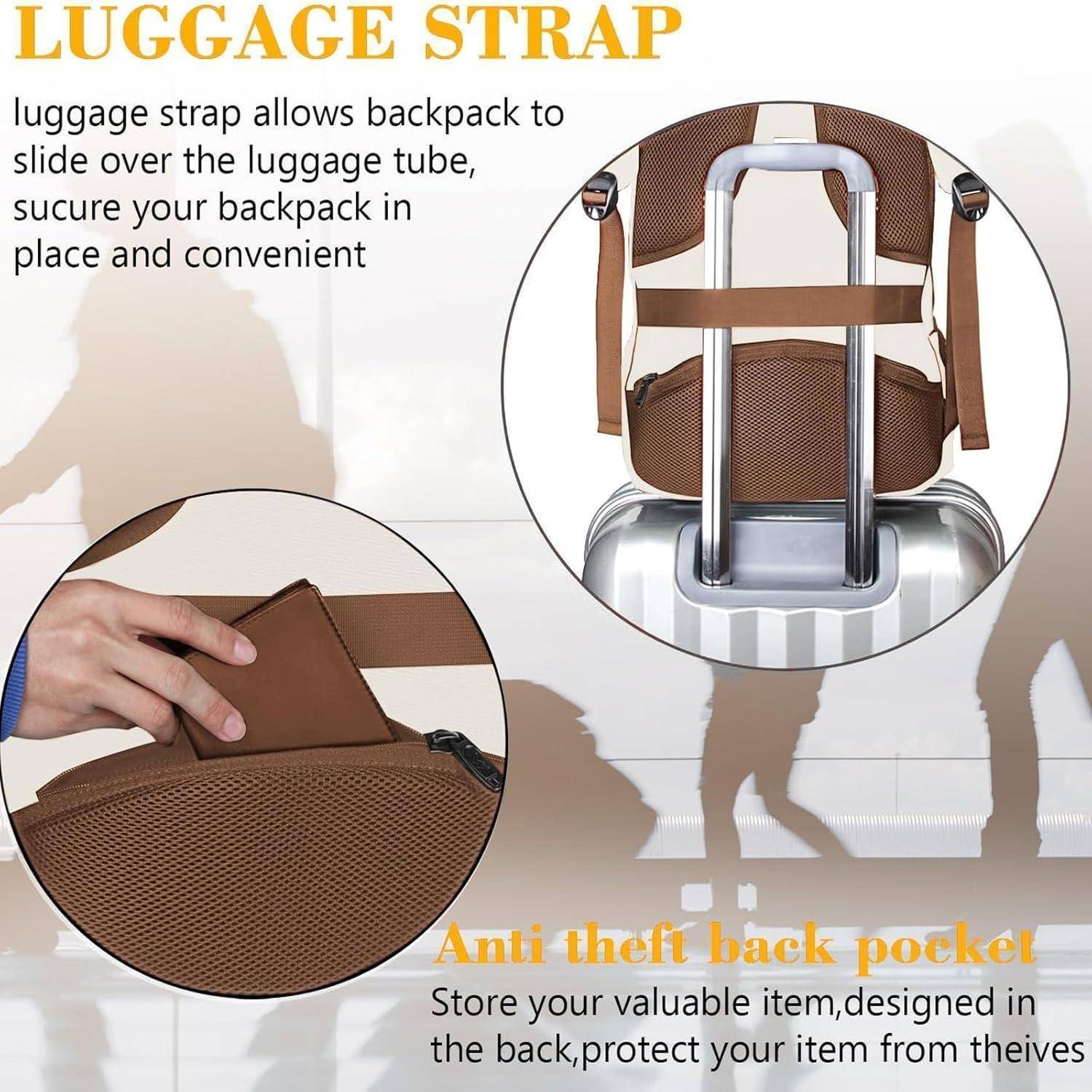 Gepäckgurt: Der Gurt befestigt den Rucksack am Gepäckgriff und erleichtert so das Reisen. Die diebstahlsichere Tasche hält Wertsachen sicher und verborgen.