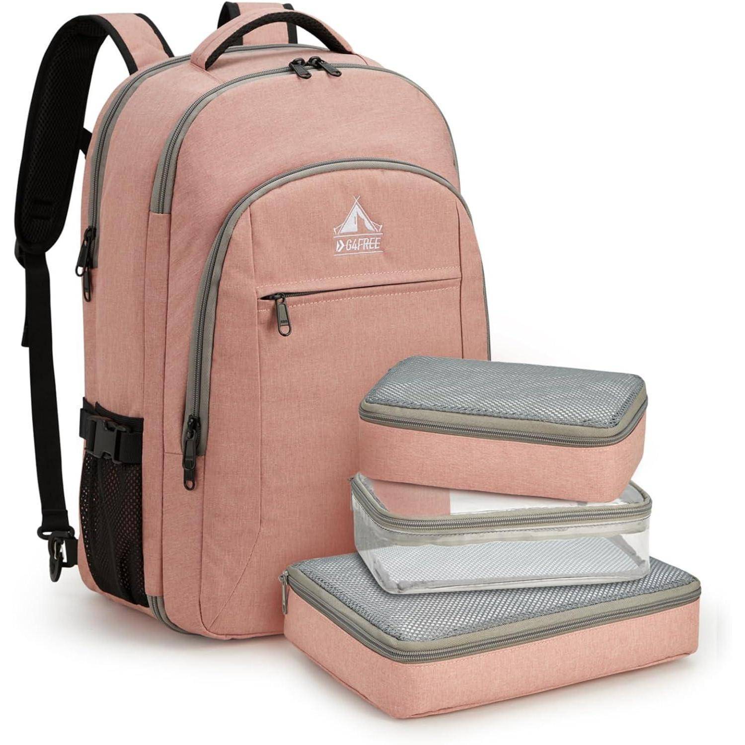 Rucksack 40L Laptoprucksack 17Zoll Damen Herren Packwürfel Rosa
