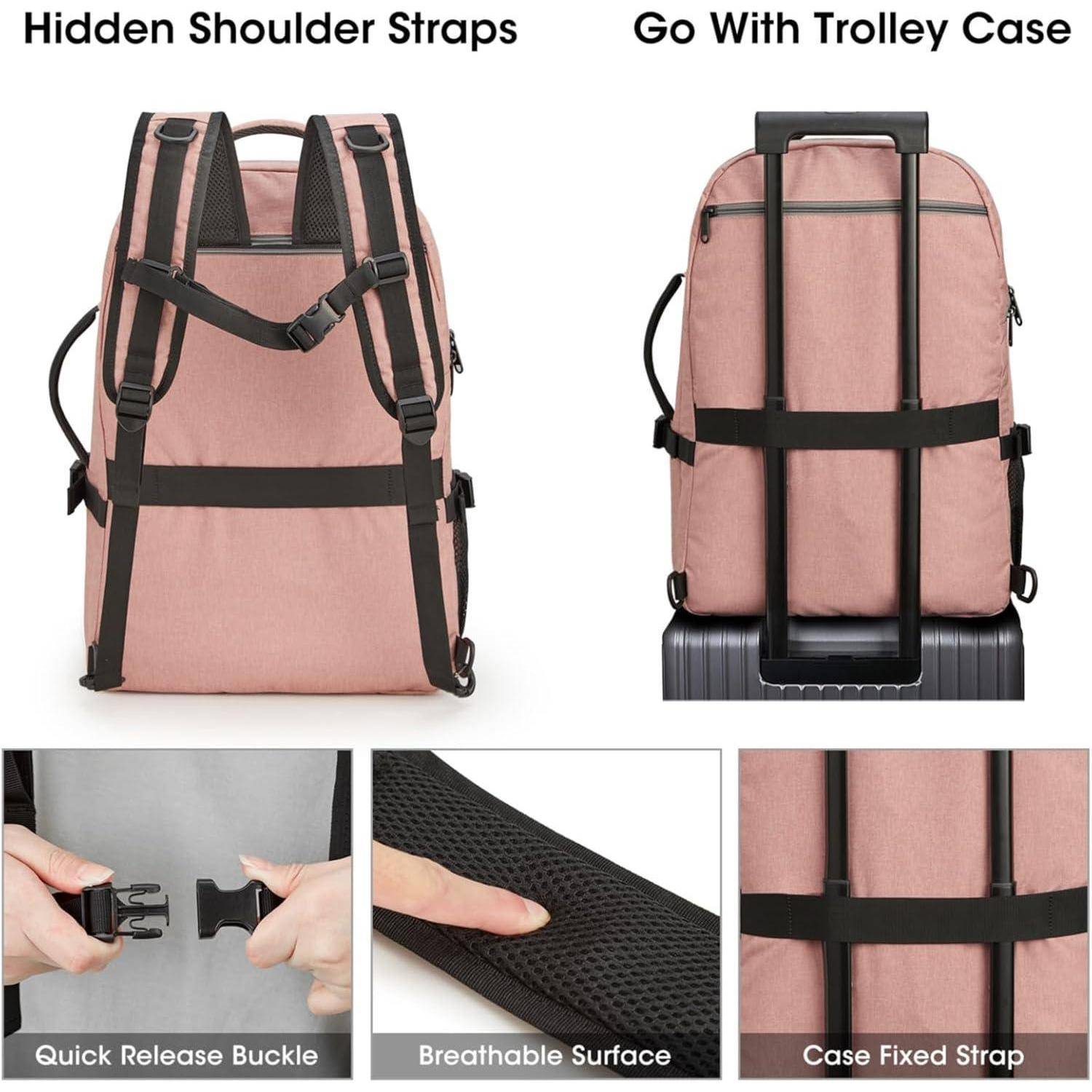 Rucksack 40L Laptoprucksack 17Zoll Damen Herren Packwürfel Rosa