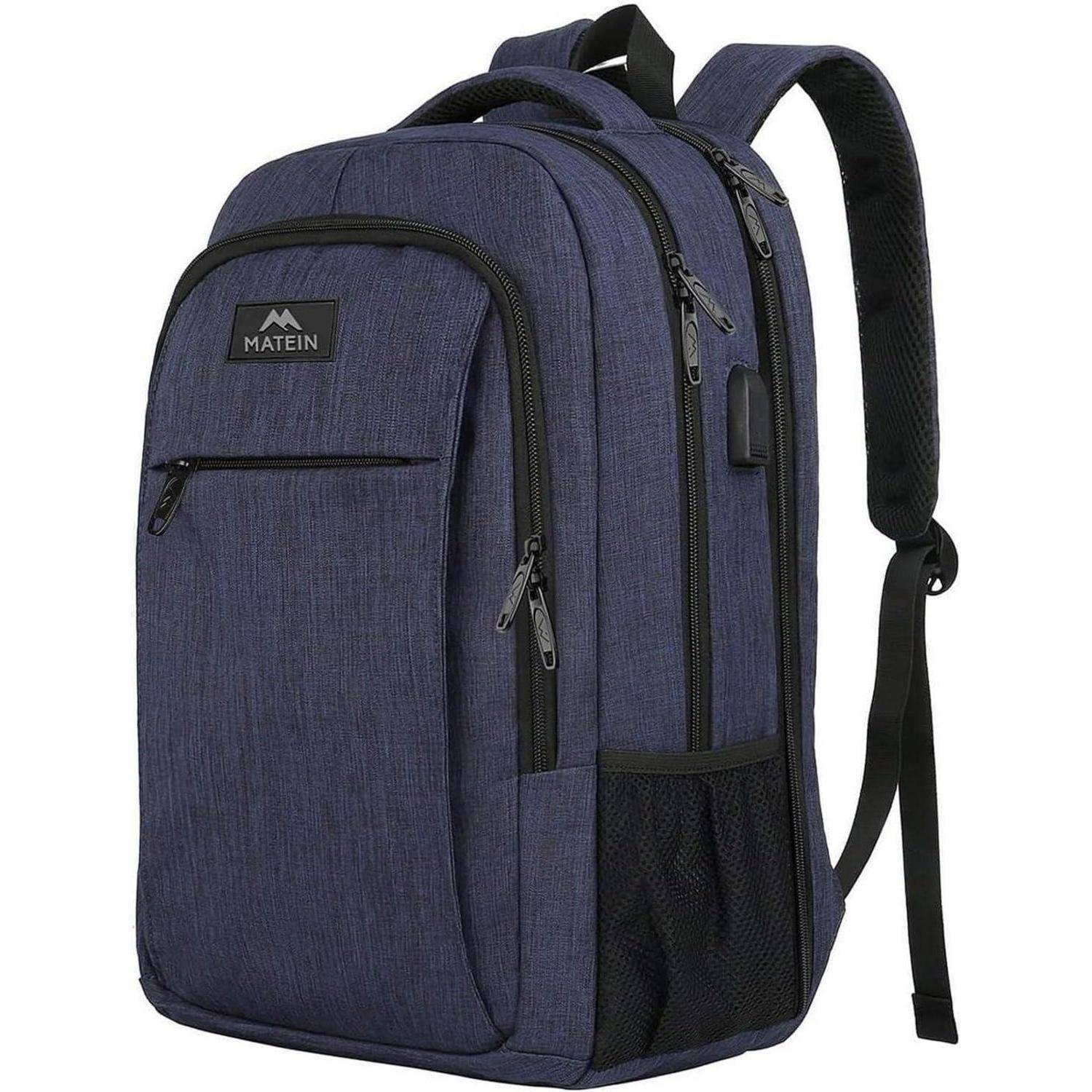 Rucksack Herren Laptopfach USB Wasserdicht 17,3 Zoll Blau
