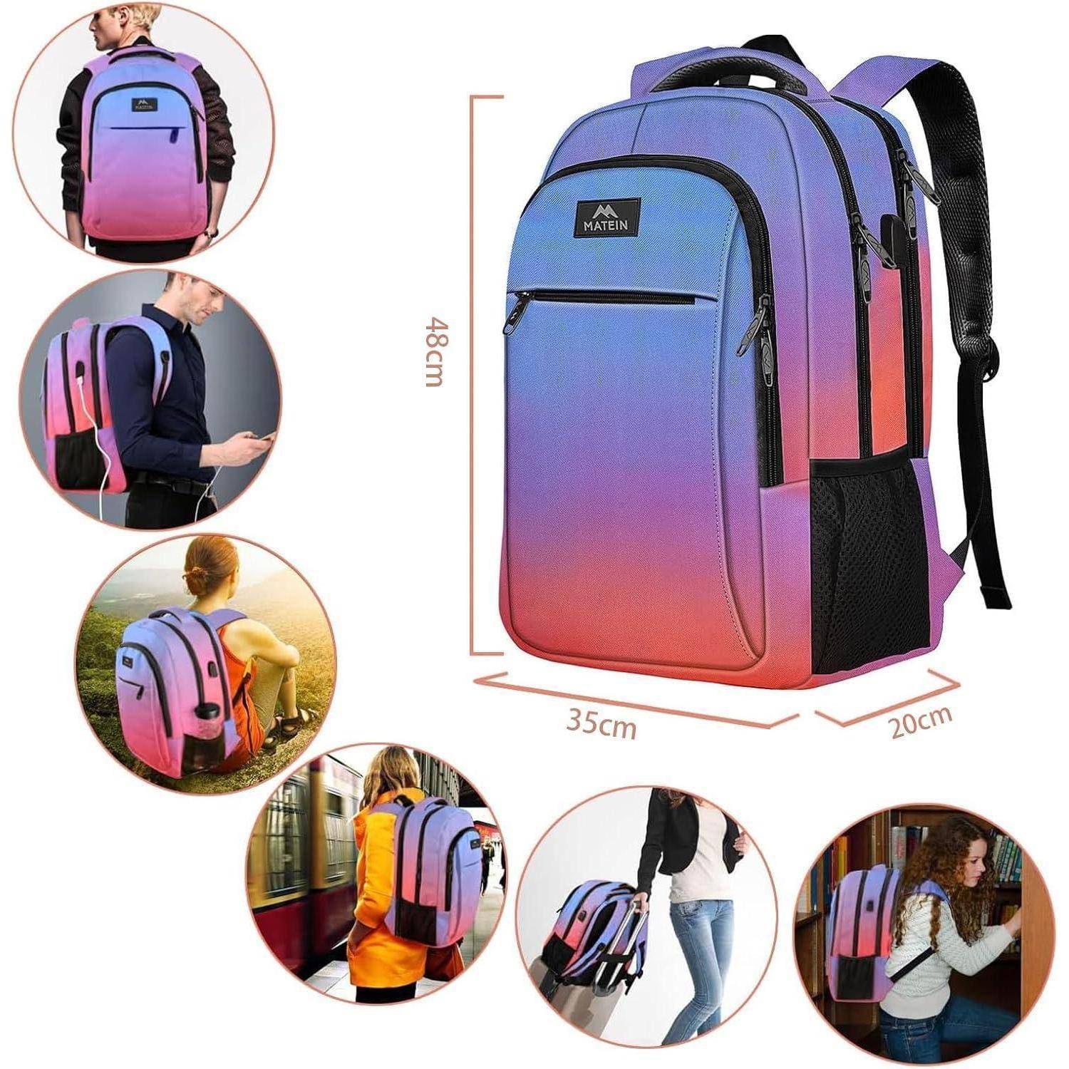 Laptop Rucksack Antidiebstahl USB Ladeanschluss 17,3 Zoll Batik