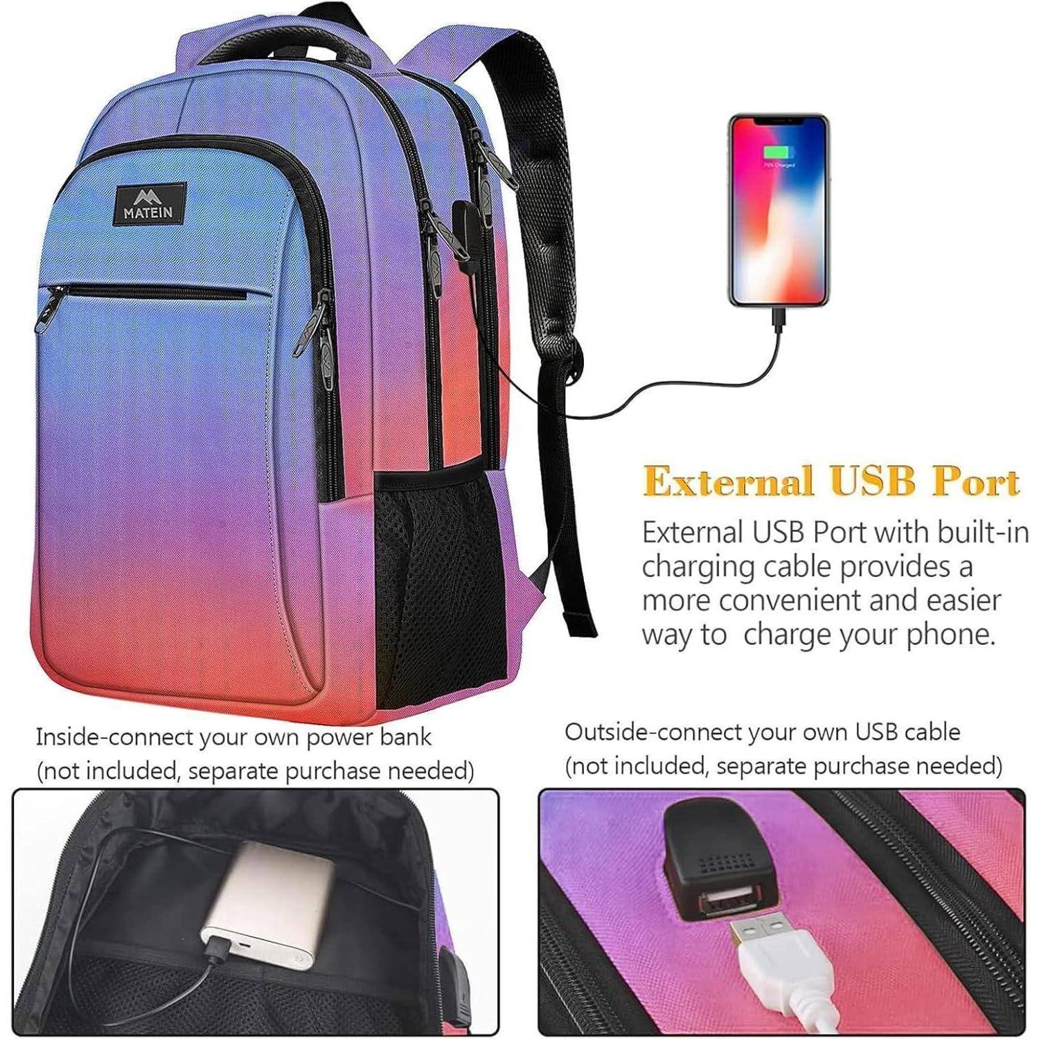 Laptop Rucksack Antidiebstahl USB Ladeanschluss 17,3 Zoll Batik