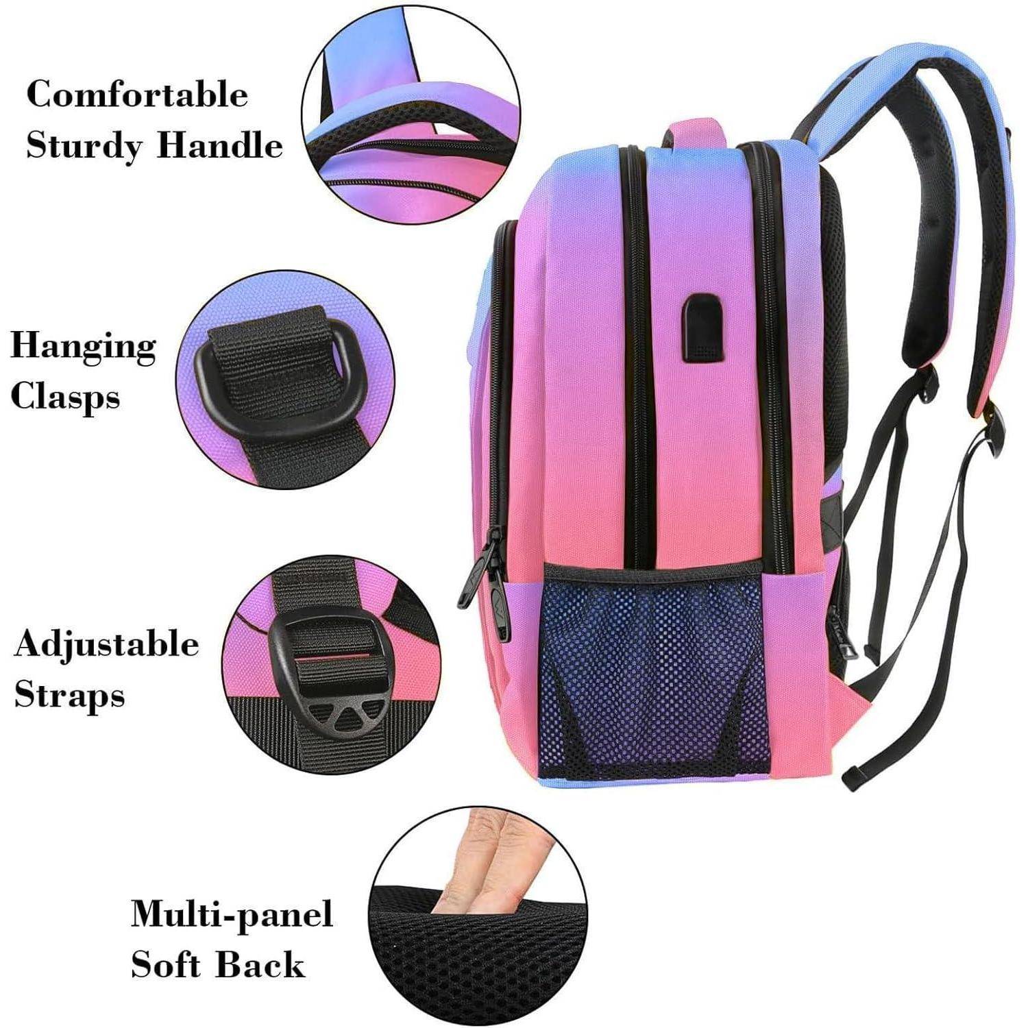 Laptop Rucksack Antidiebstahl USB Ladeanschluss 17,3 Zoll Batik