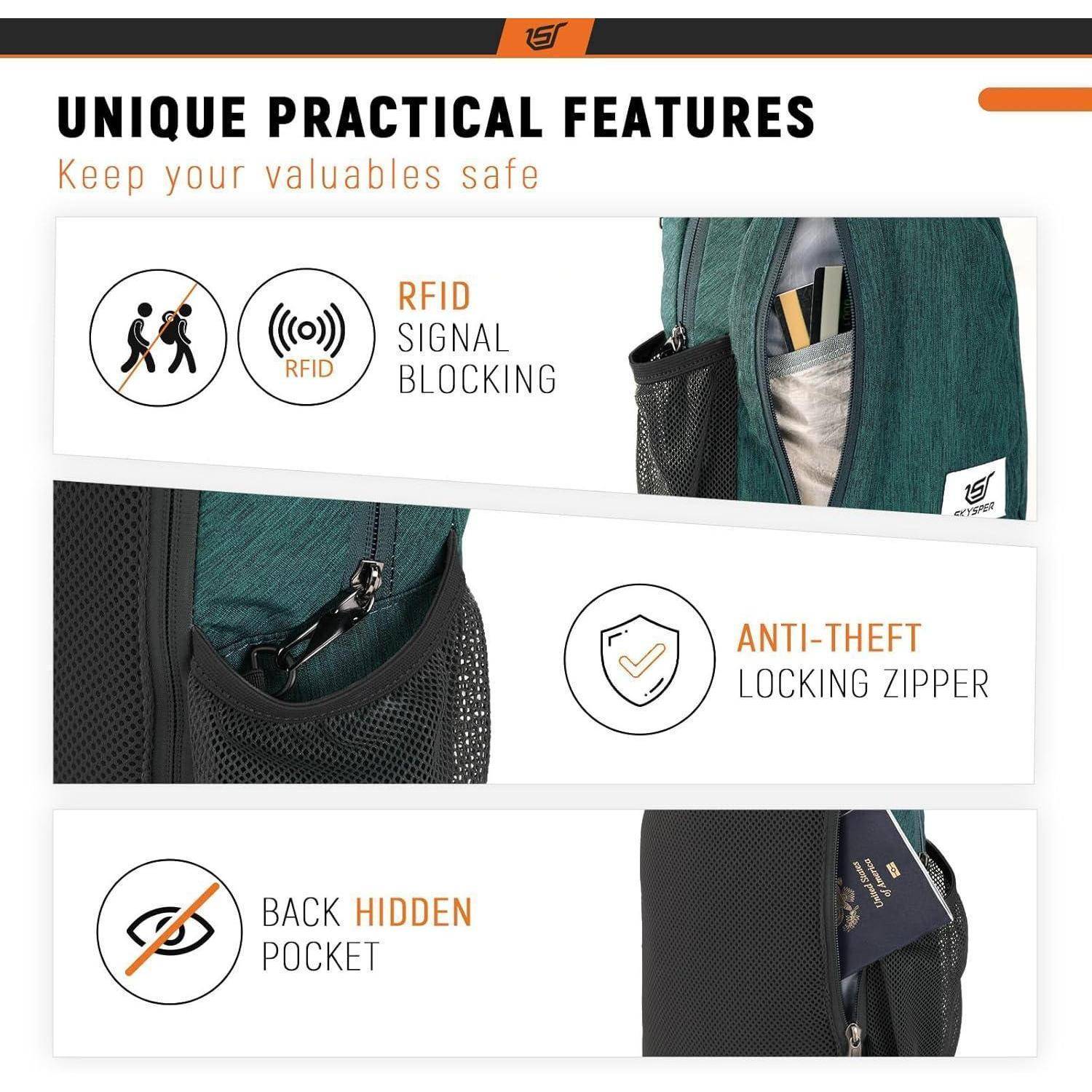 Brusttasche Herren Crossbody RFID 3.9 x 7.5 x 15.4 inches Grün