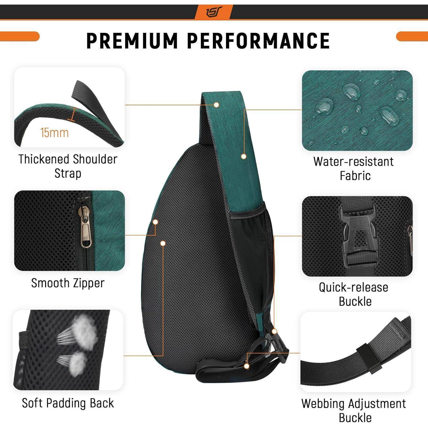 Brusttasche Herren Crossbody RFID 3.9 x 7.5 x 15.4 inches Grün