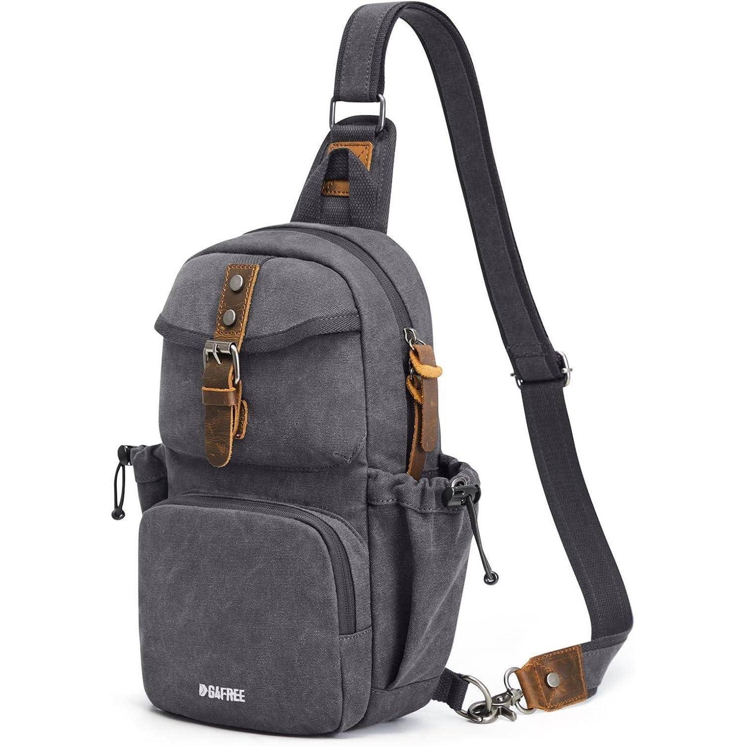 Brusttasche Schultertasche Canvas Herren Retro Reise Schwarz