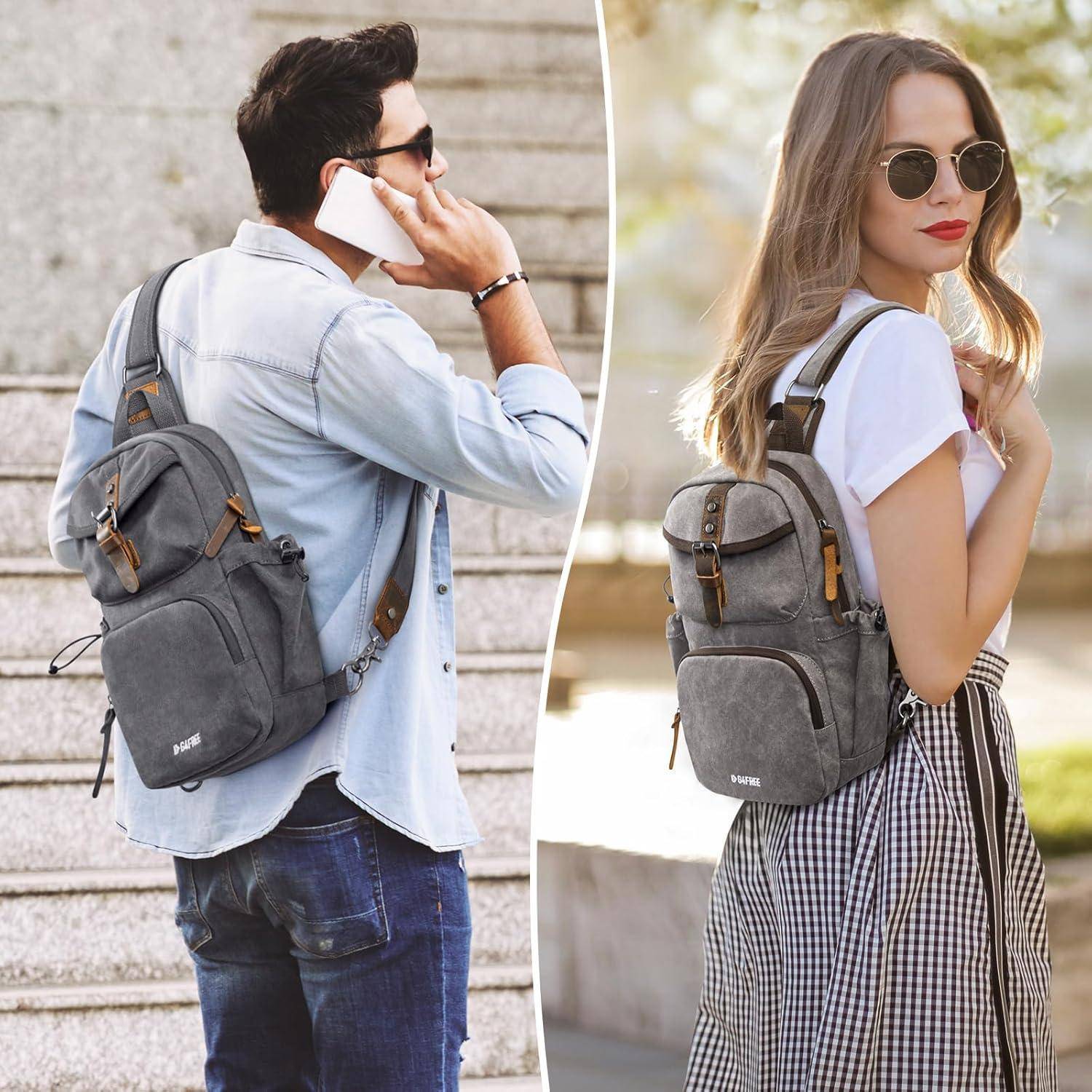 Brusttasche Schultertasche Canvas Herren Retro Reise Schwarz