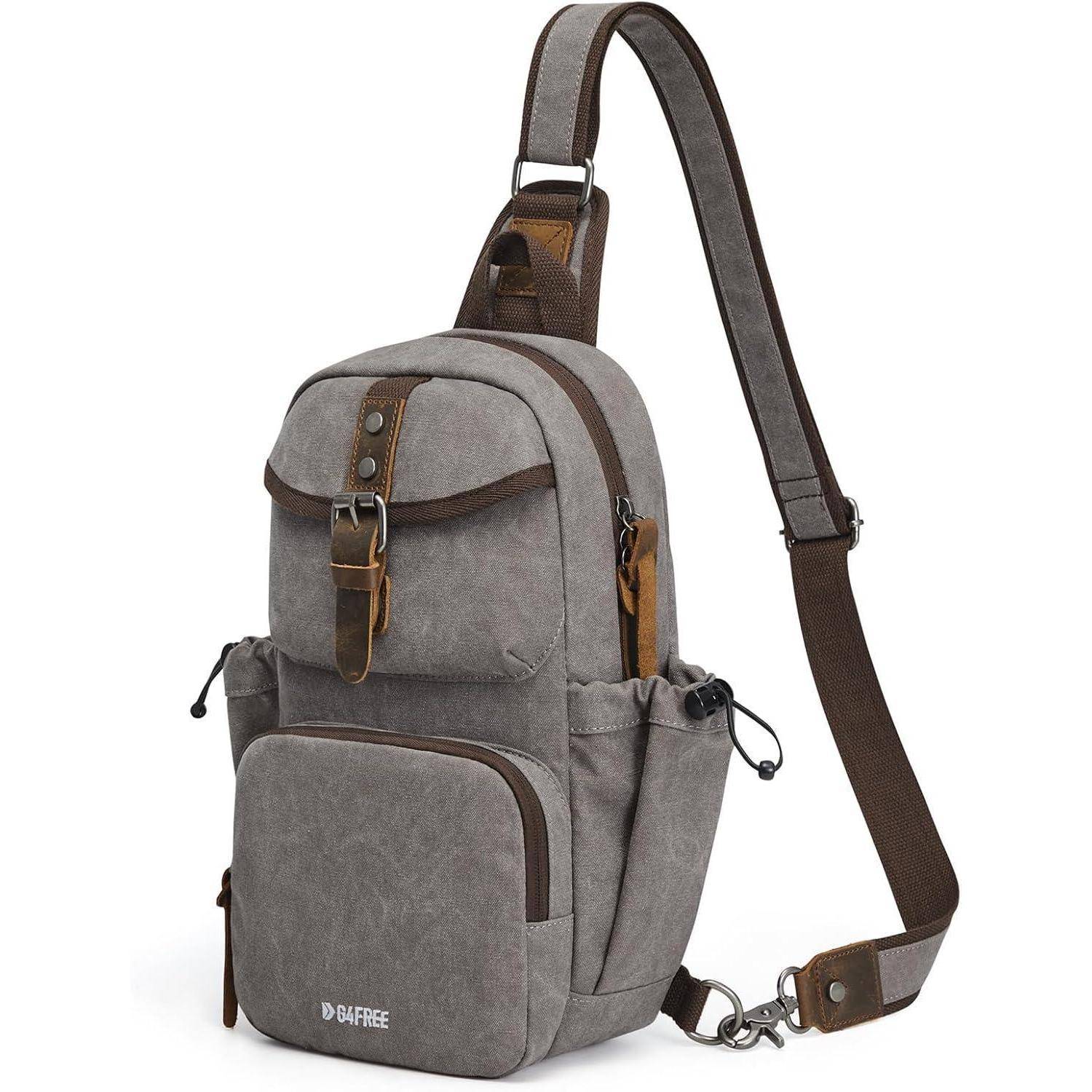 Brusttasche Canvas Herren Retro Reise Arbeit Pendelverkehr Grau