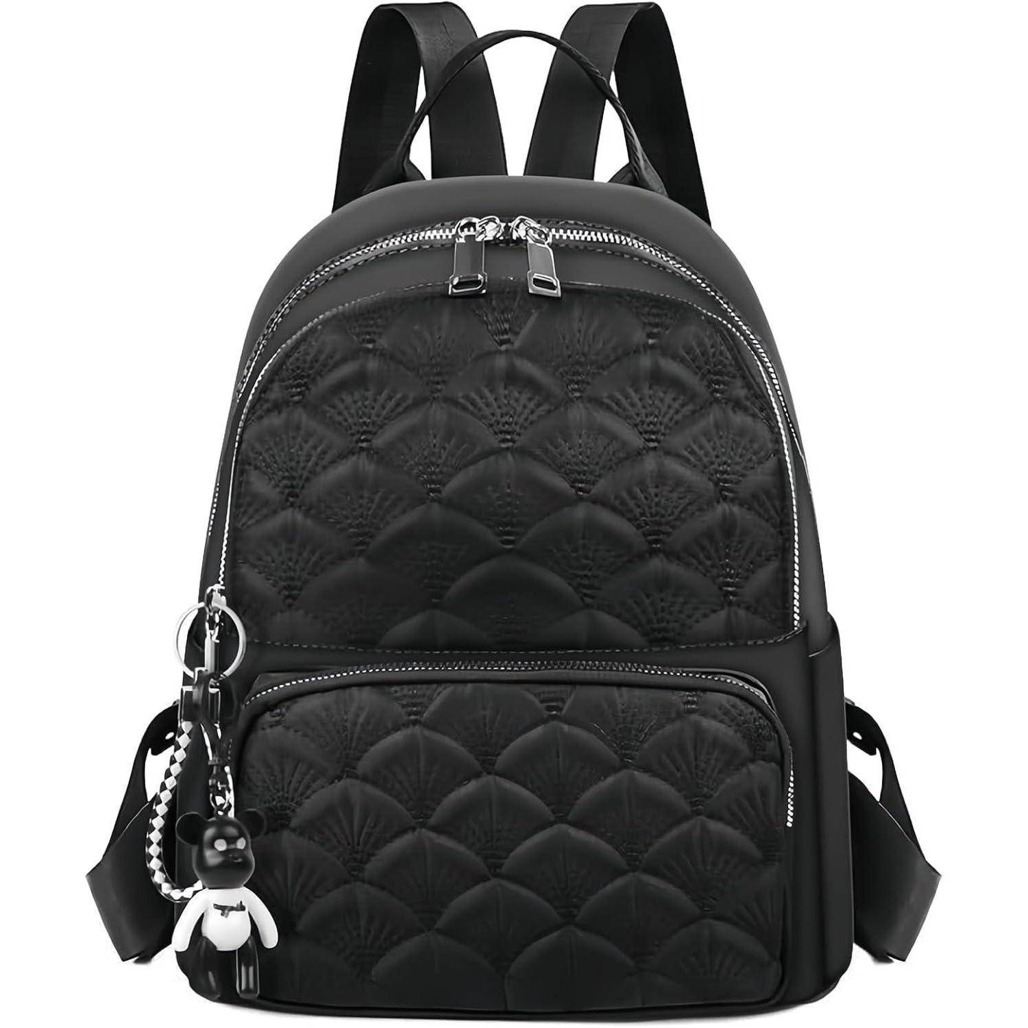 Rucksack Damen Wasserdicht Klein Nylon Anti Thef B-schwarz