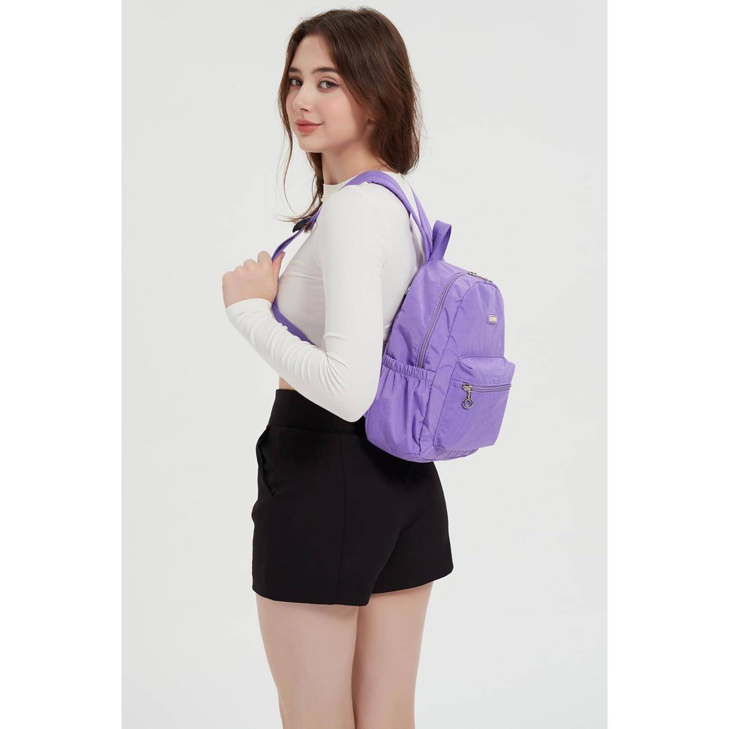 Rucksack Mini Damen Leicht Klein Schultertasche Daypack 7L Hellviolett